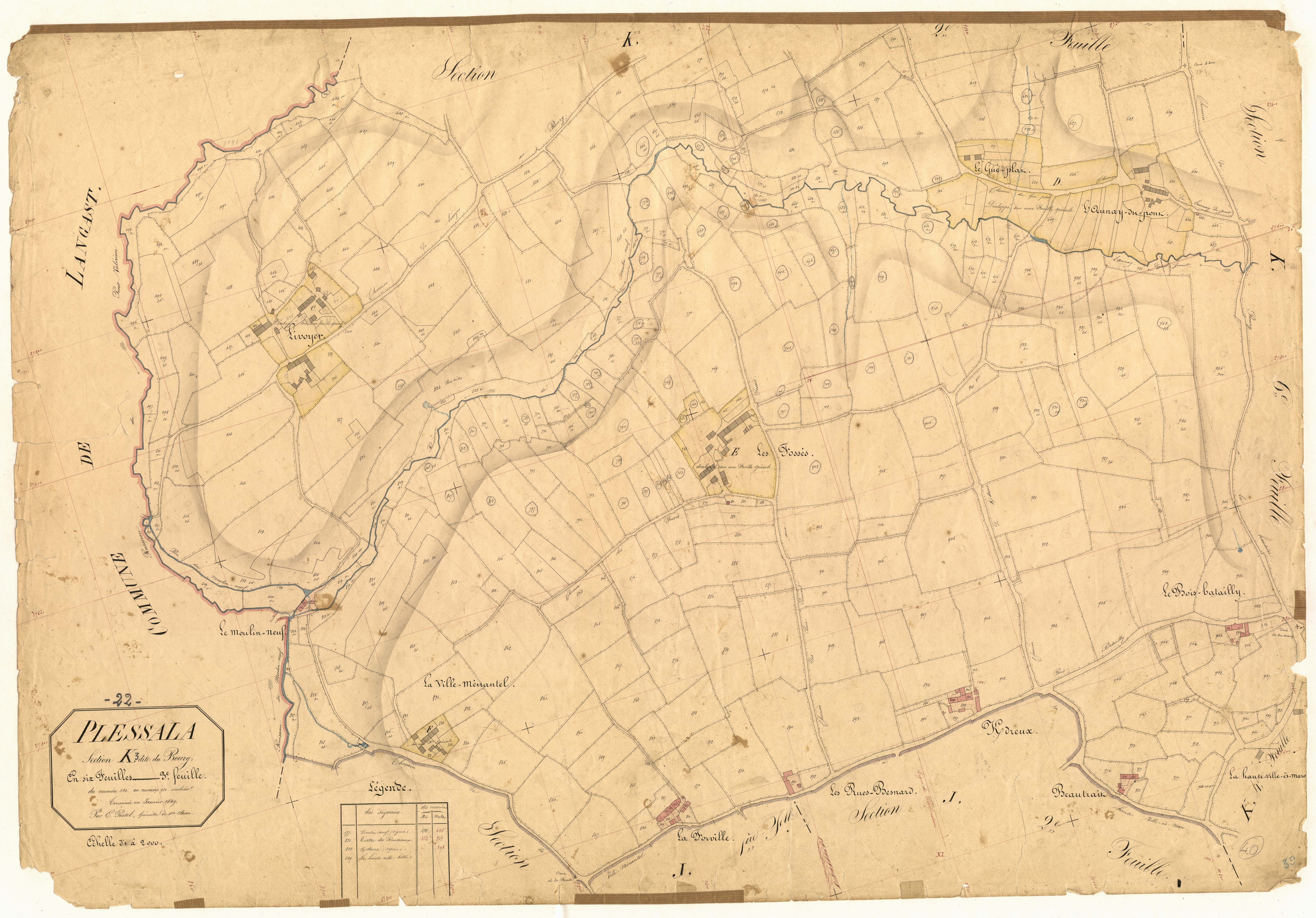 Plessala - Section K, 3e feuille