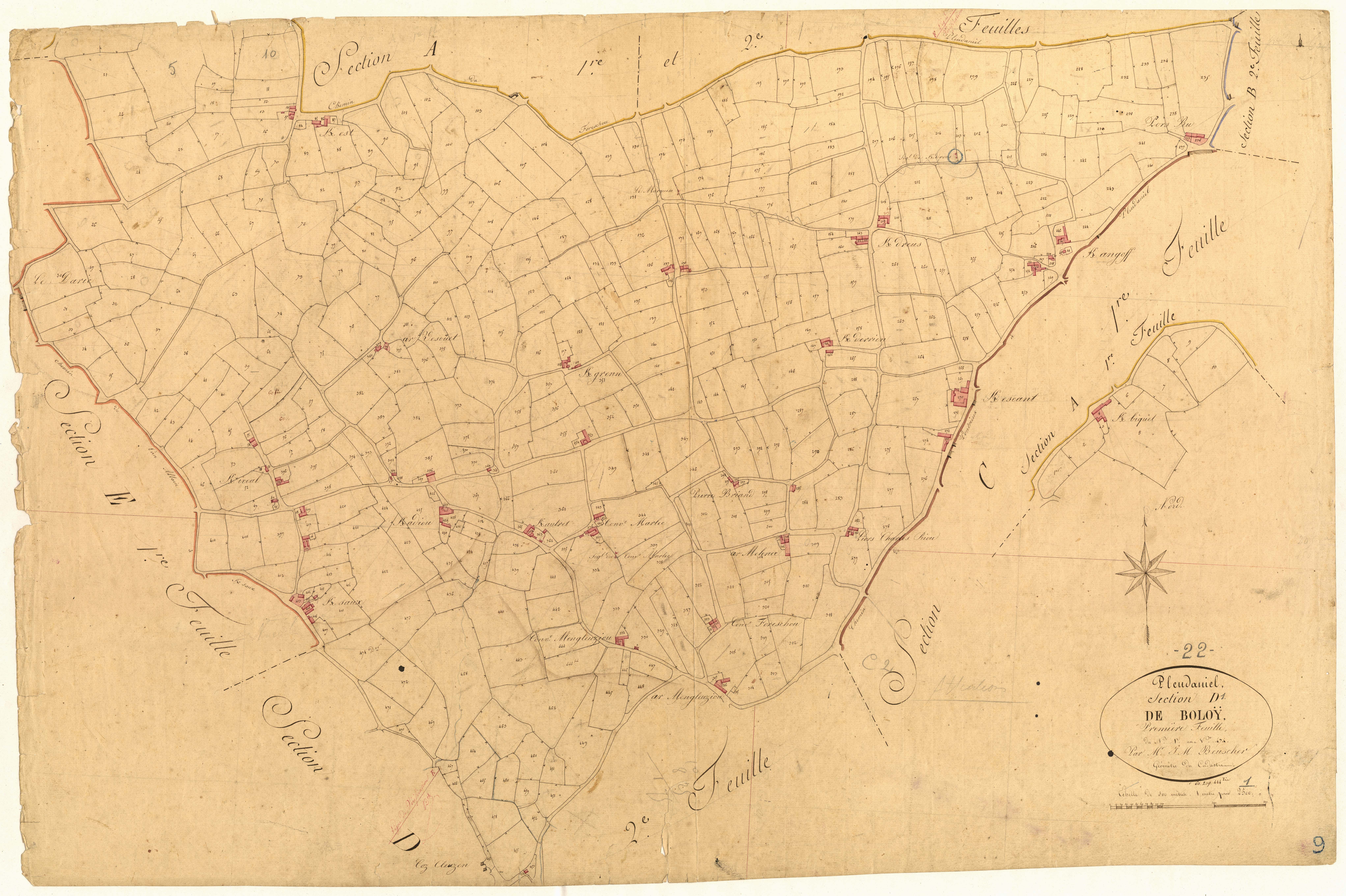 Pleudaniel - Section D, 1re feuille