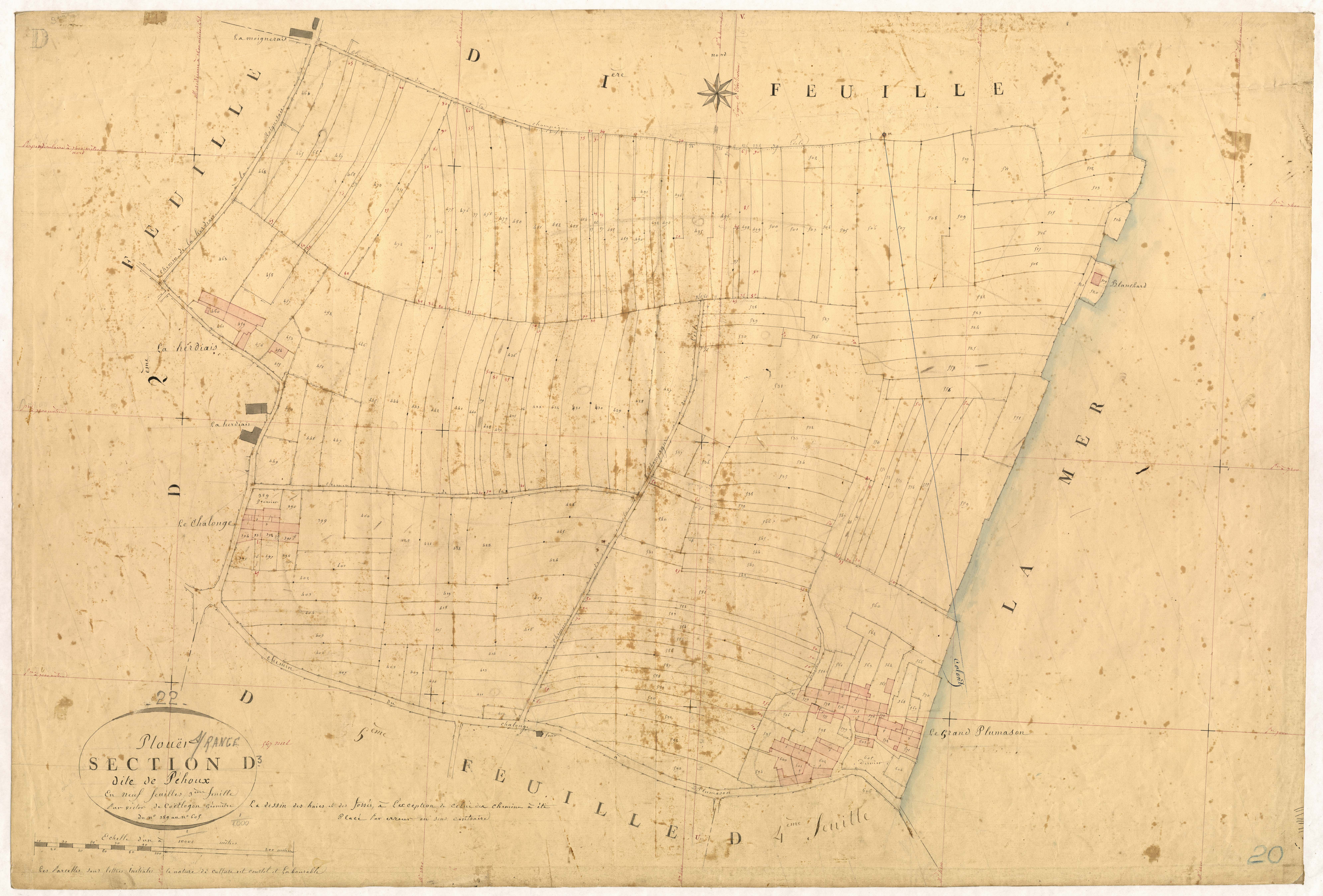 Plouër-sur-Rance - Section D, 3e feuille