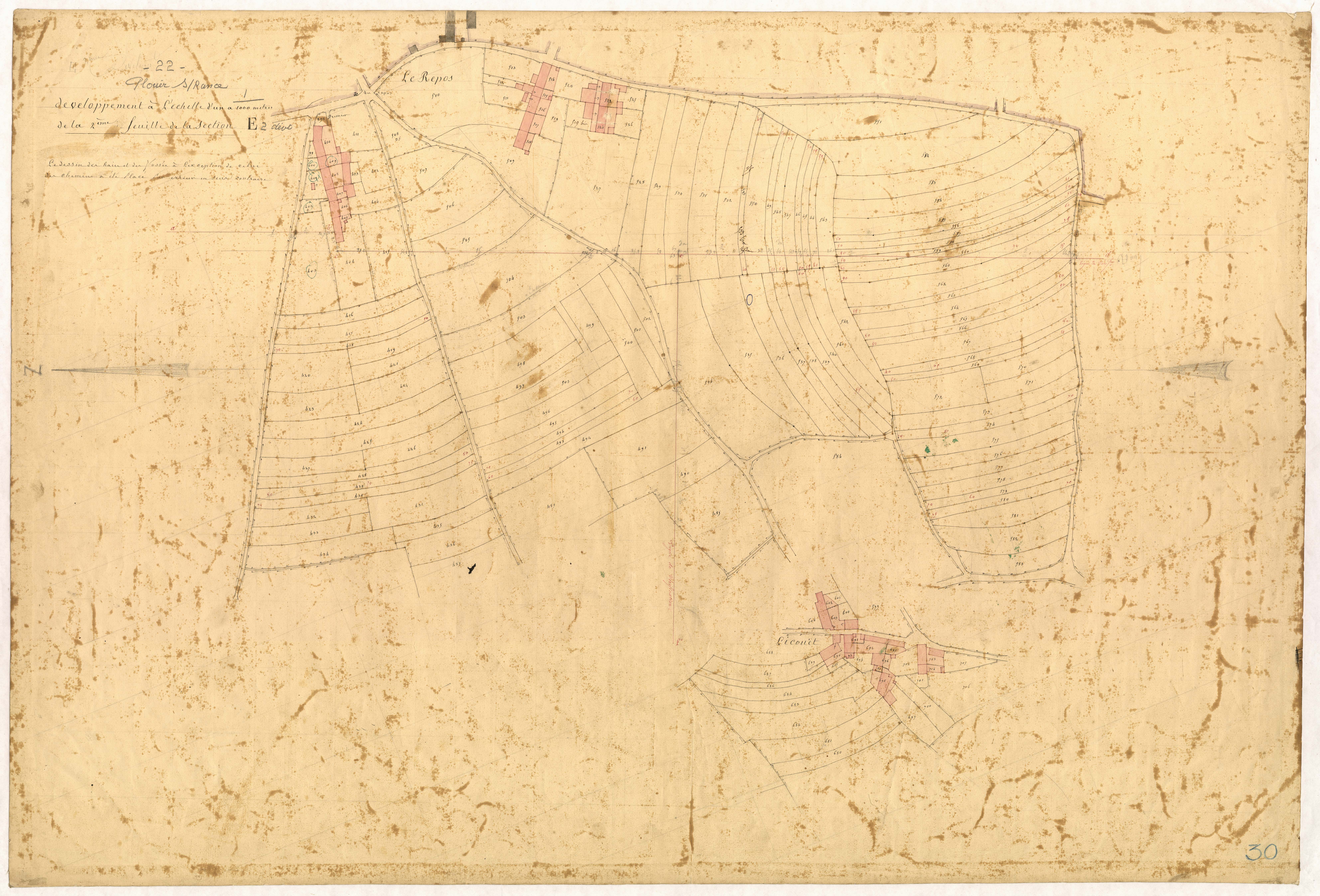 Plouër-sur-Rance - Section E, Développement de la 2e feuille