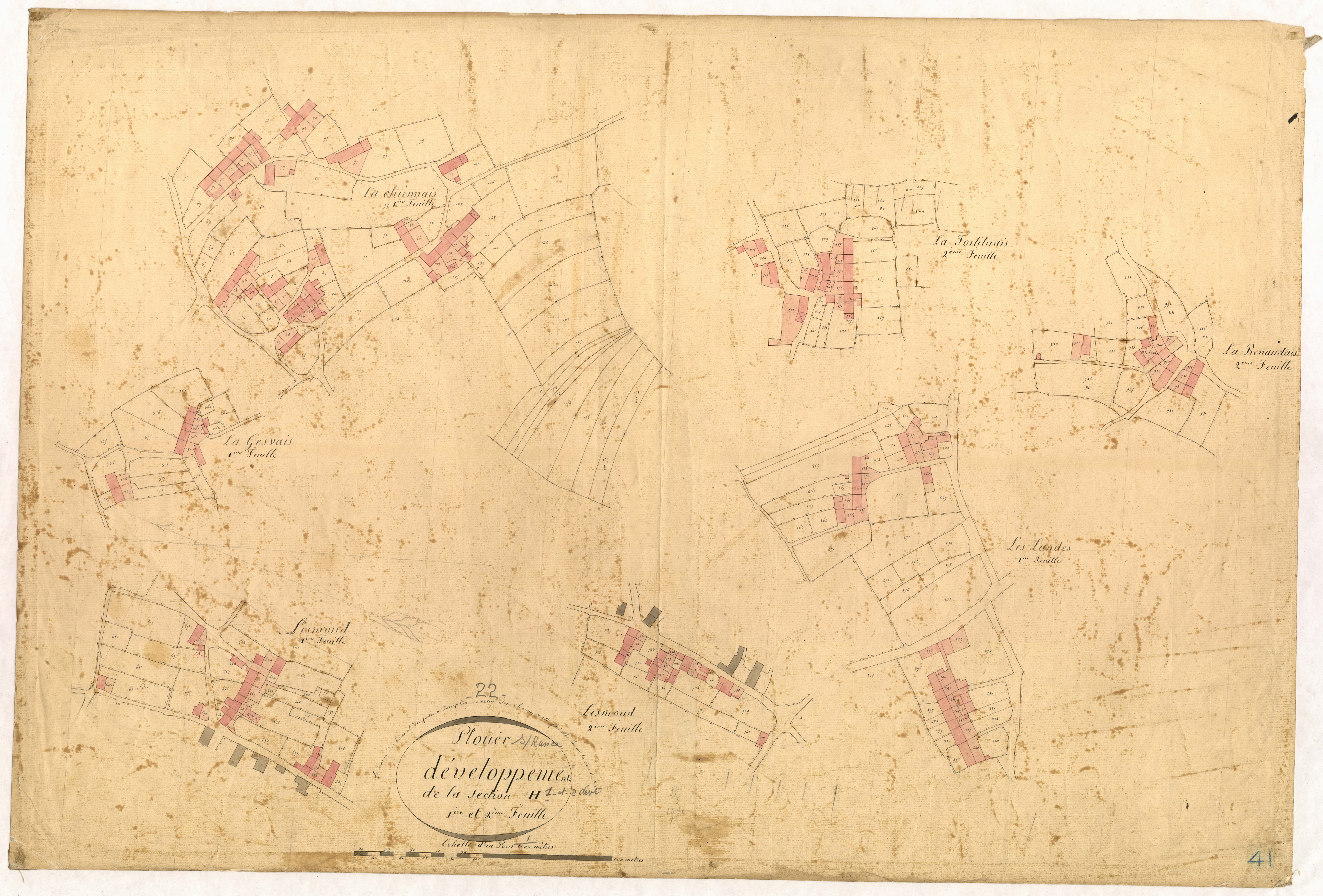 Plouër-sur-Rance - Section H, 1re et 2e feuilles : développement