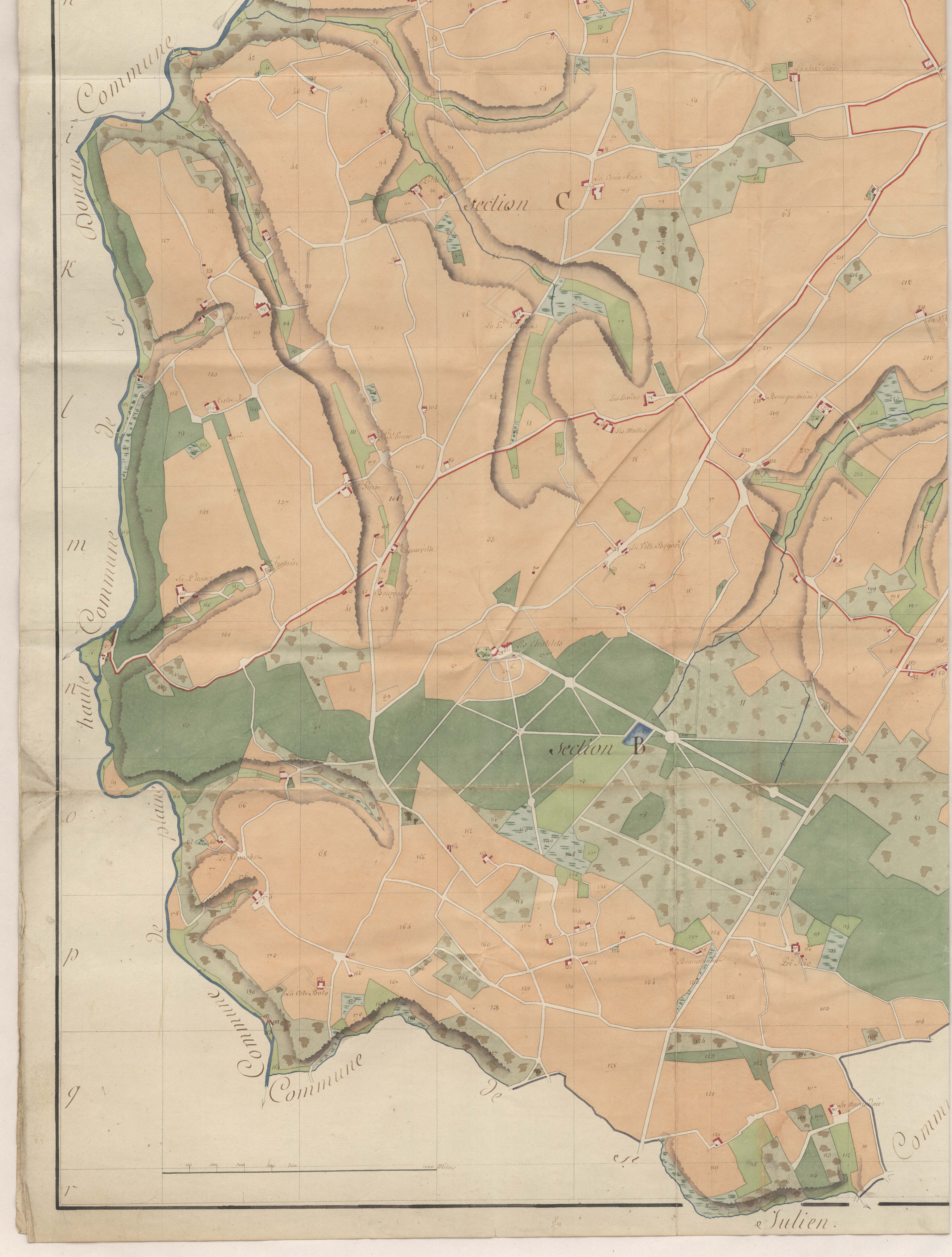 Ploufragan - Plan par masse de culture, partie sud-ouest.