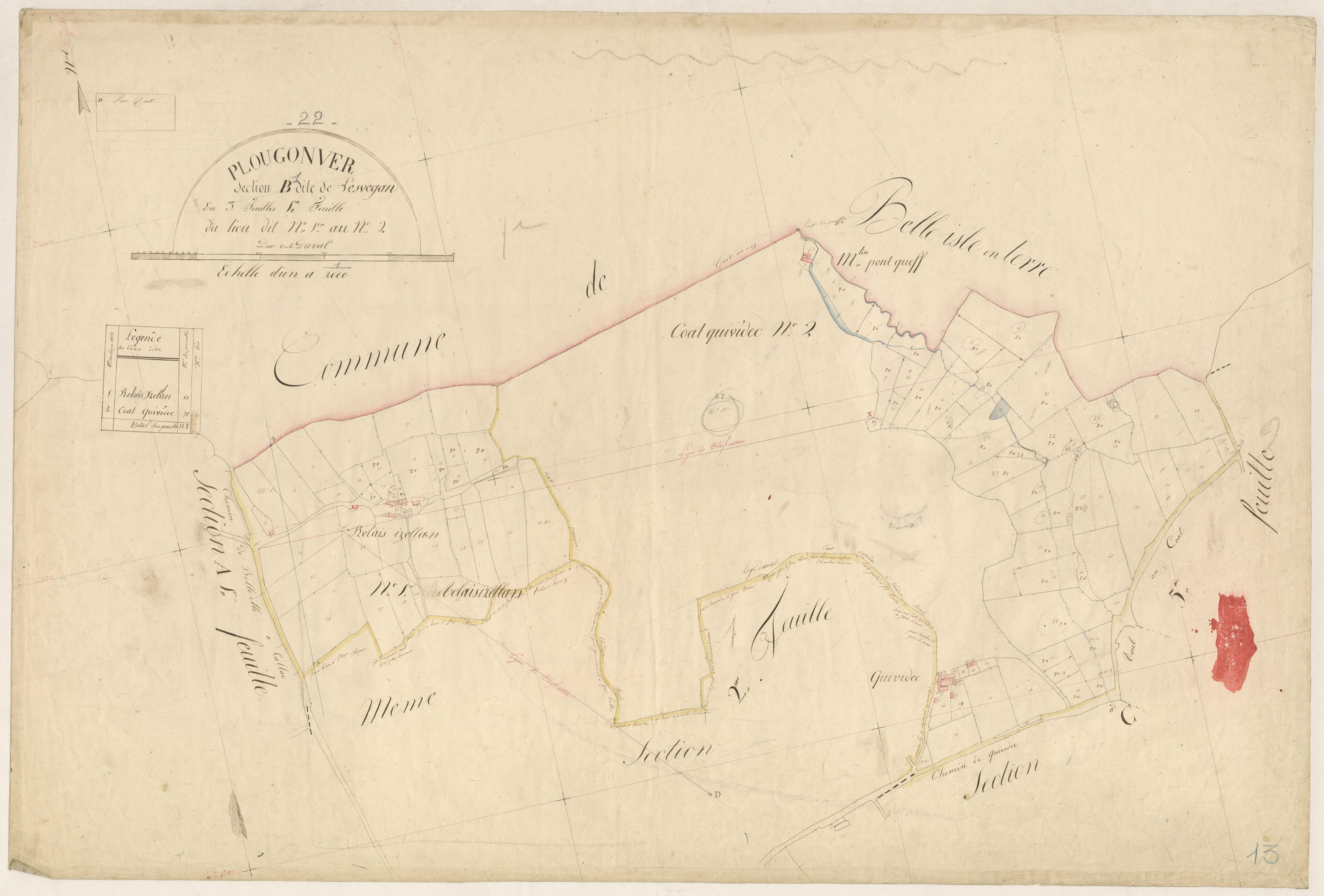 Plougonver - Section B, 1re feuille