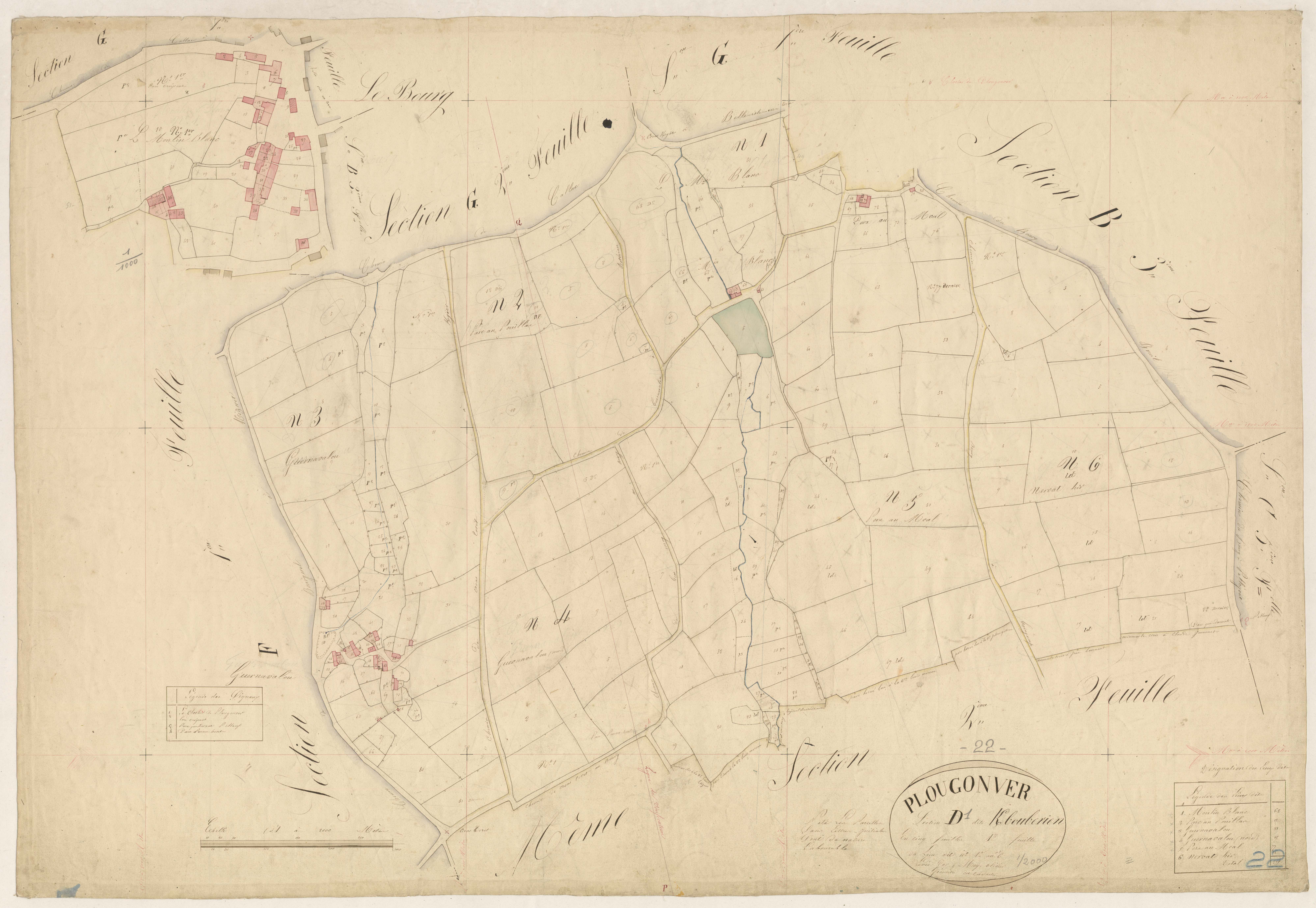Plougonver - Section D, 1re feuille