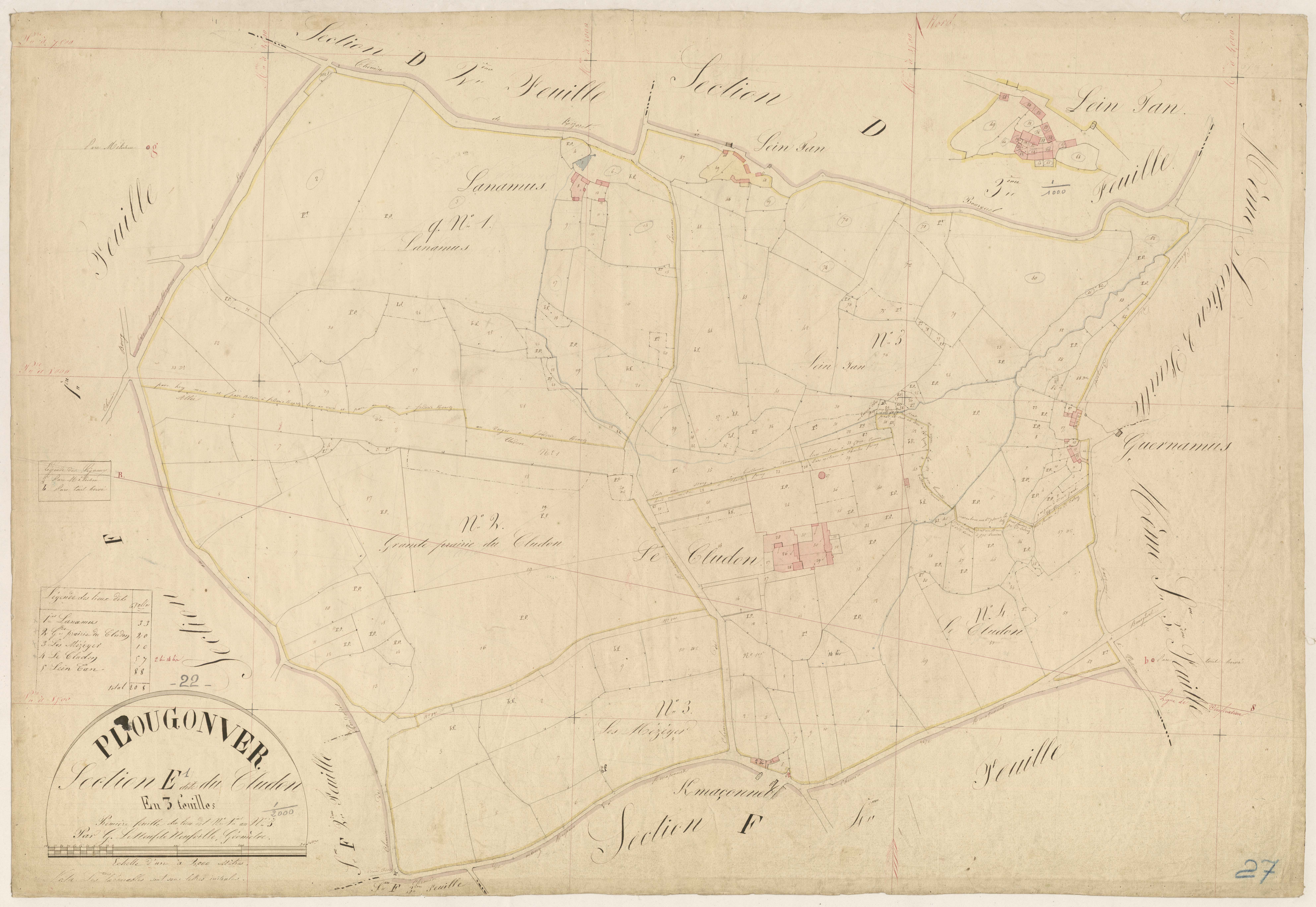 Plougonver - Section E, 1re feuille