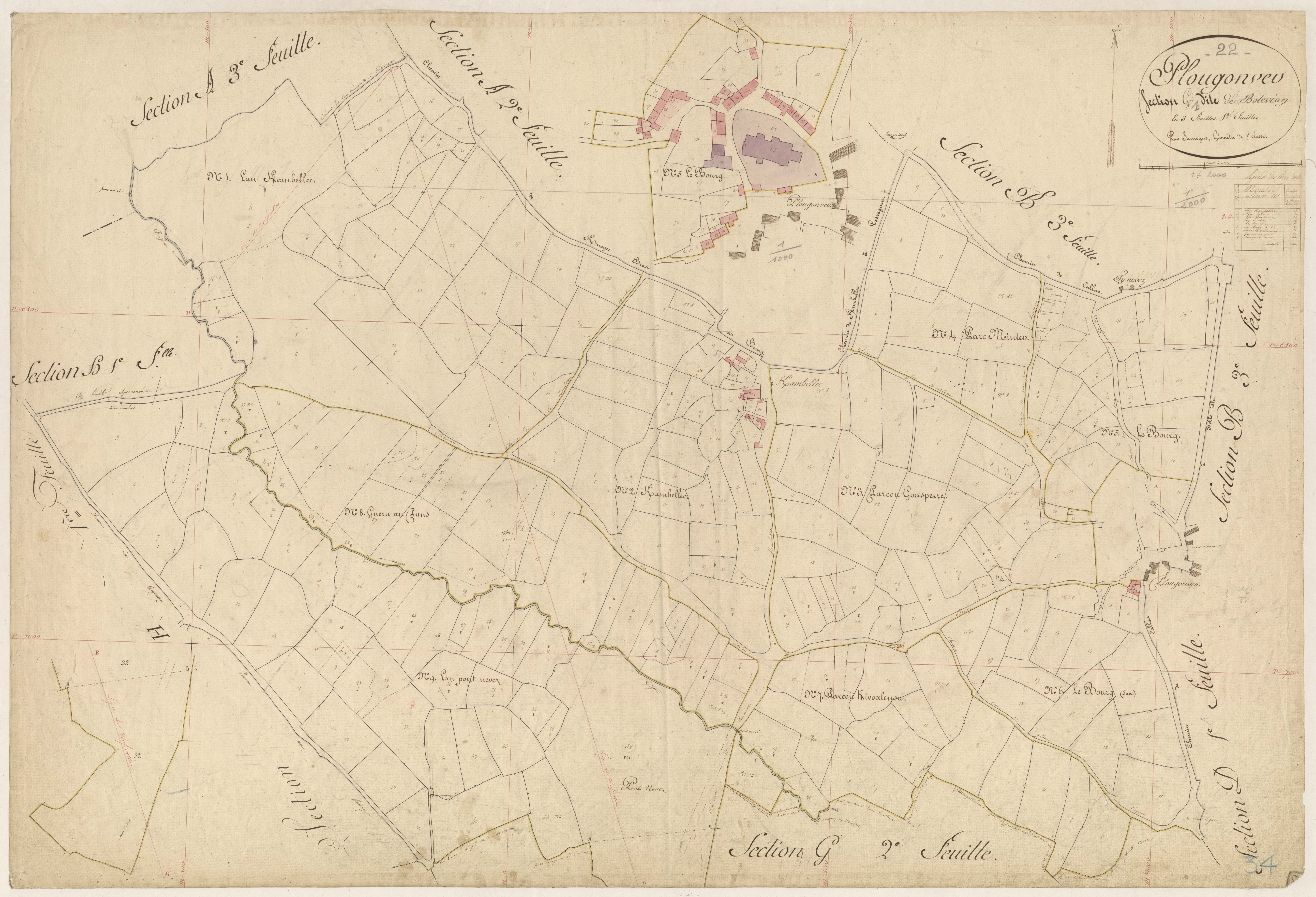 Plougonver - Section G, 1re feuille