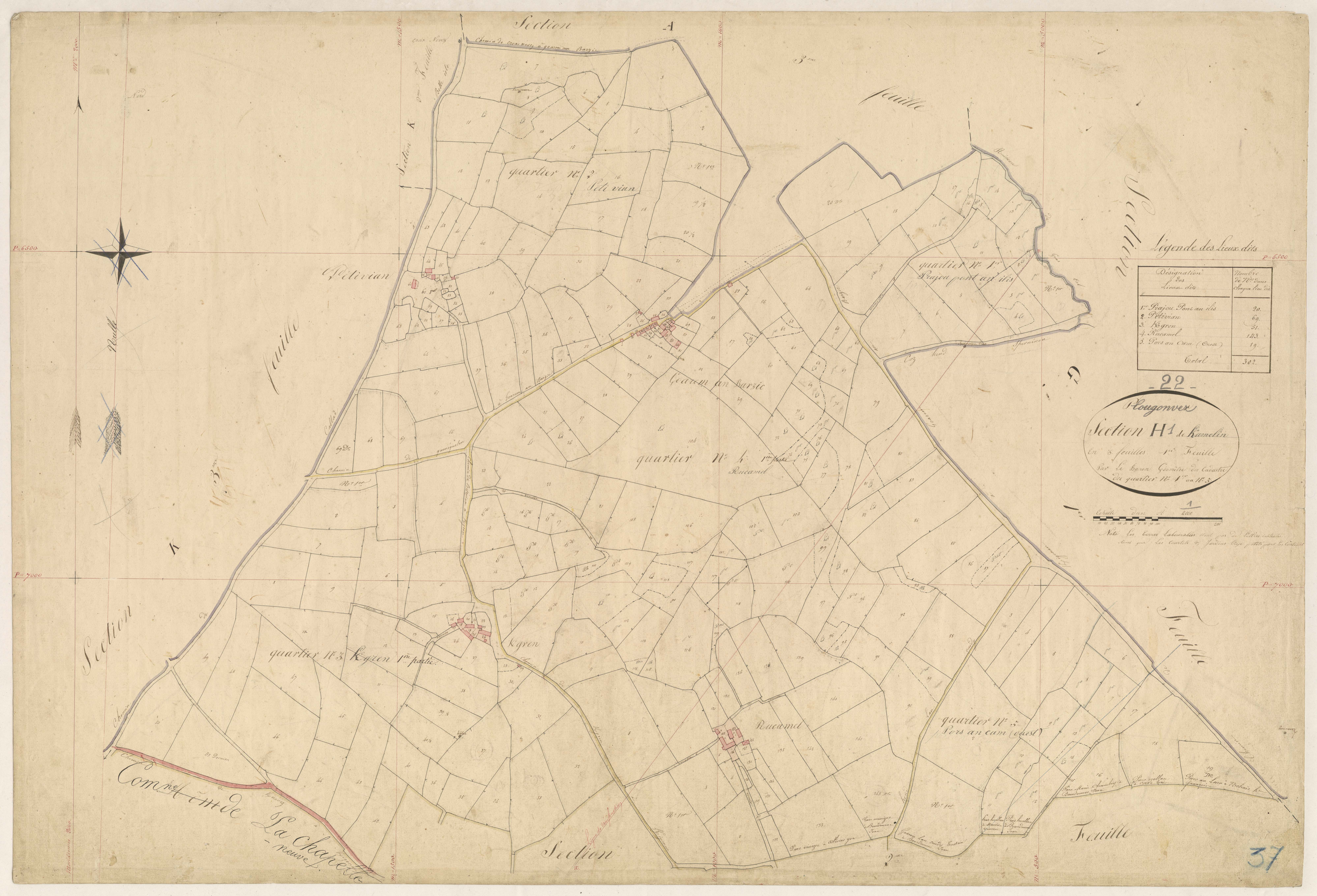 Plougonver - Section H, 1re feuille