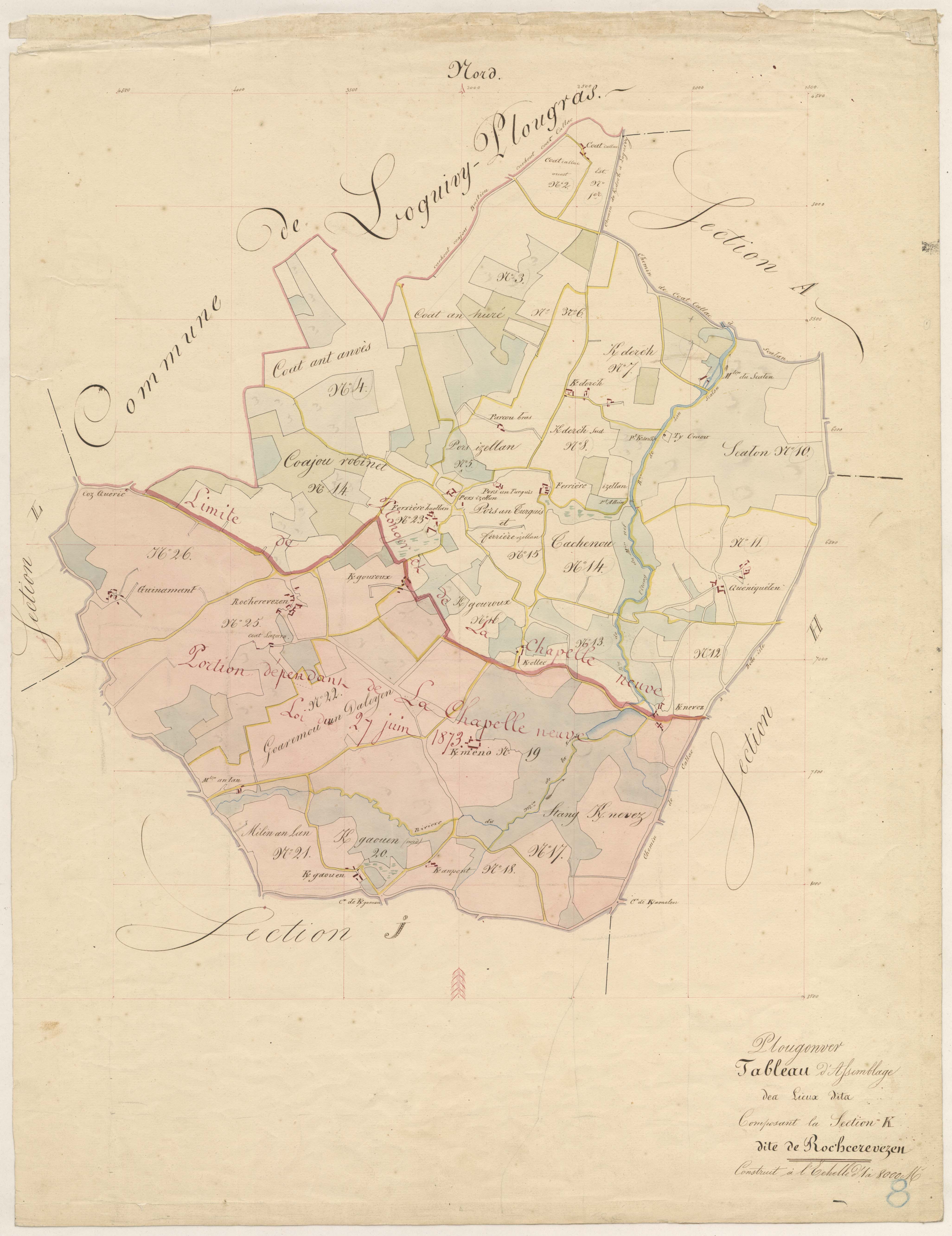 Plougonver - Tableau d'assemblage : section K