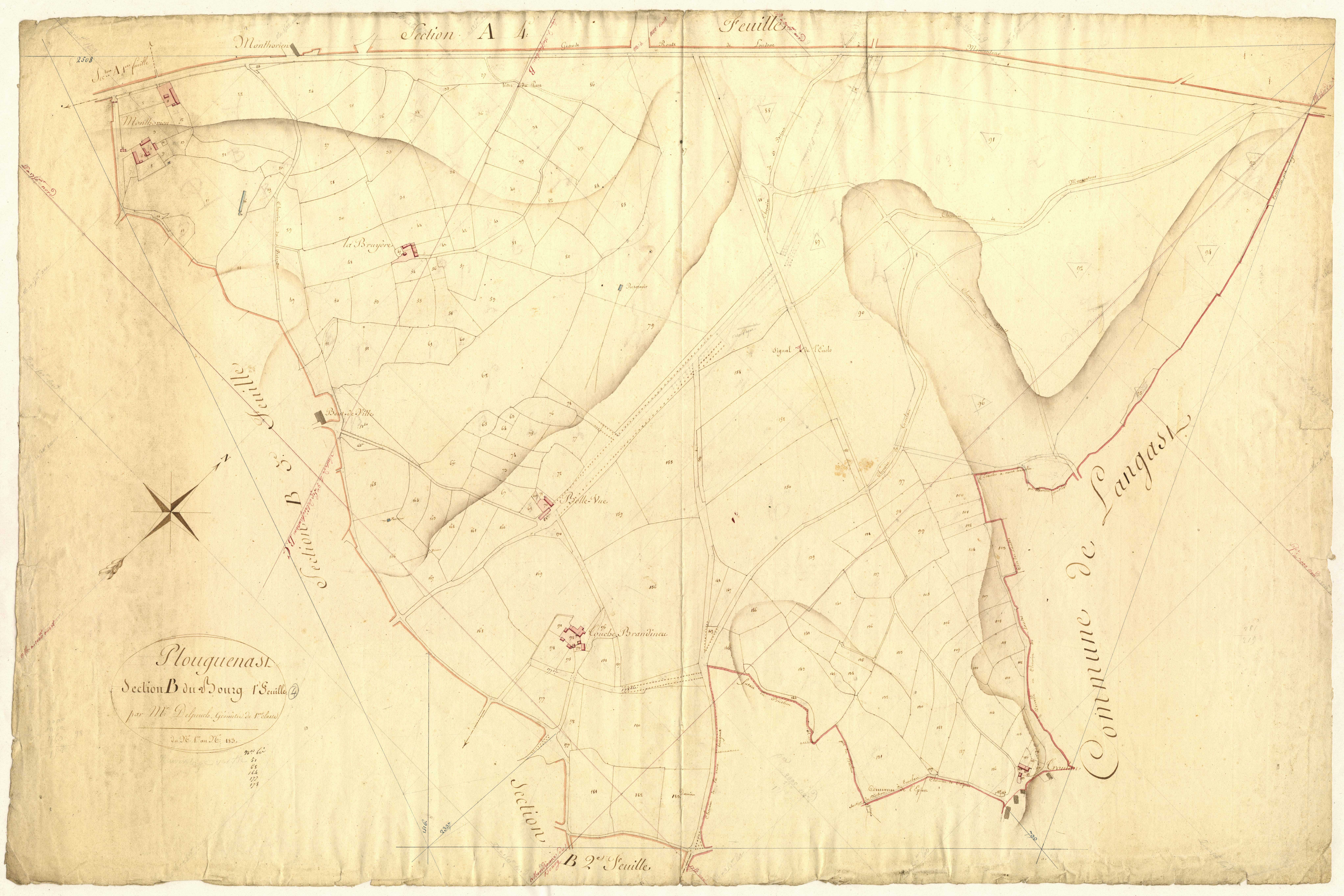 Plouguenast-Langast - Section B, 1re feuille