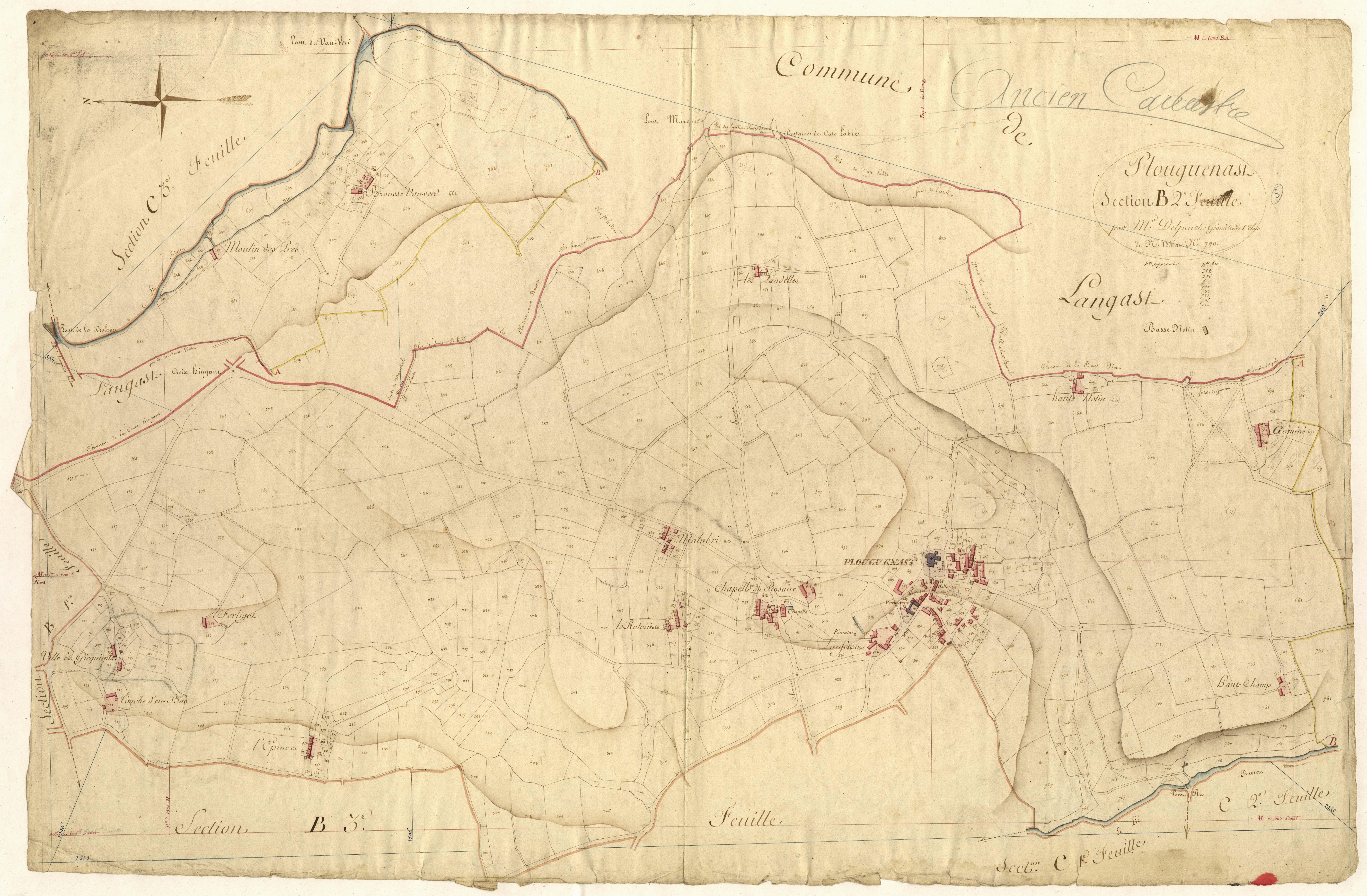 Plouguenast-Langast - Section B, 2e feuille