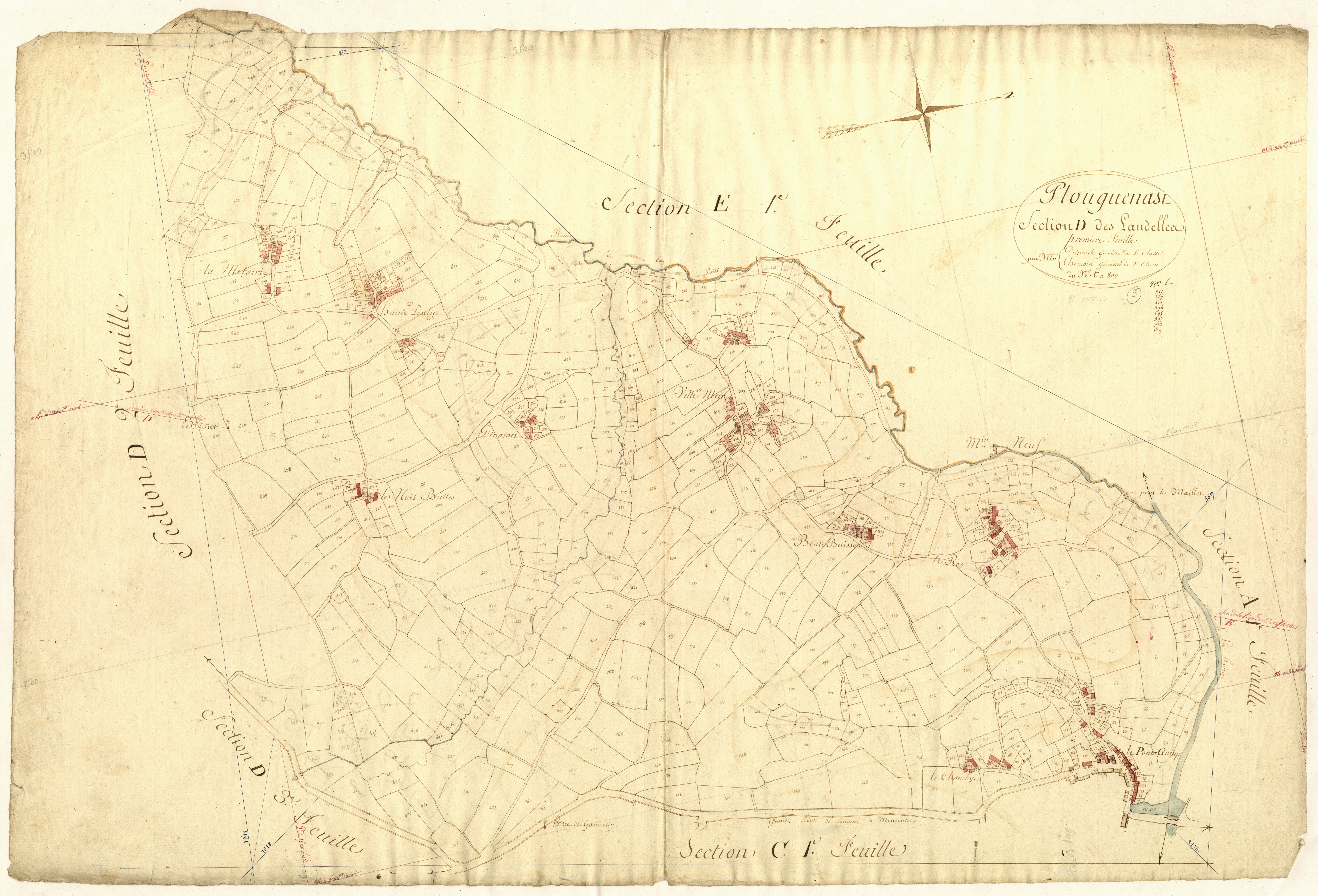 Plouguenast-Langast - Section D, 1re feuille
