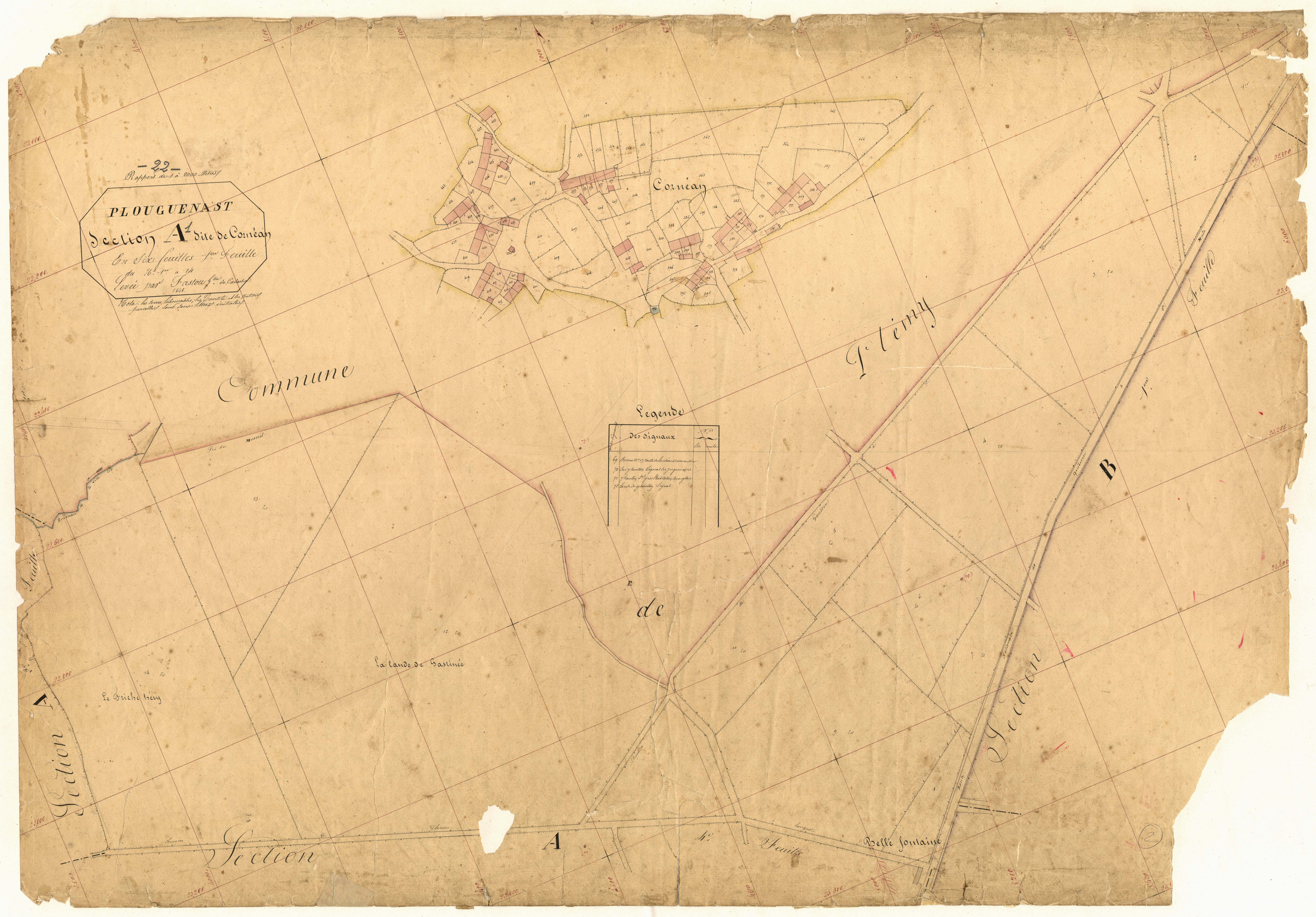 Plouguenast-Langast - Section A, 1re feuille