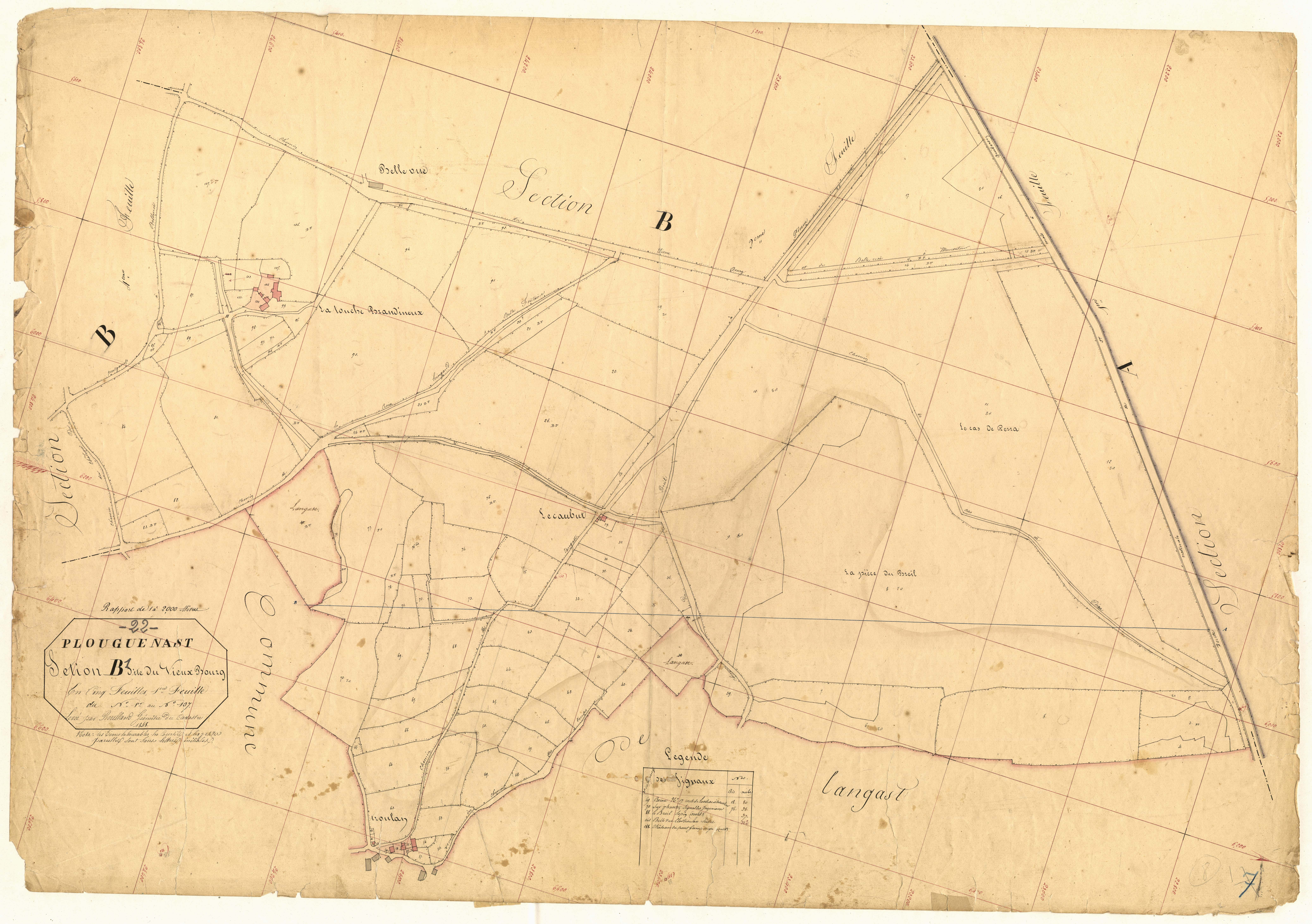 Plouguenast-Langast - Section B, 1re feuille