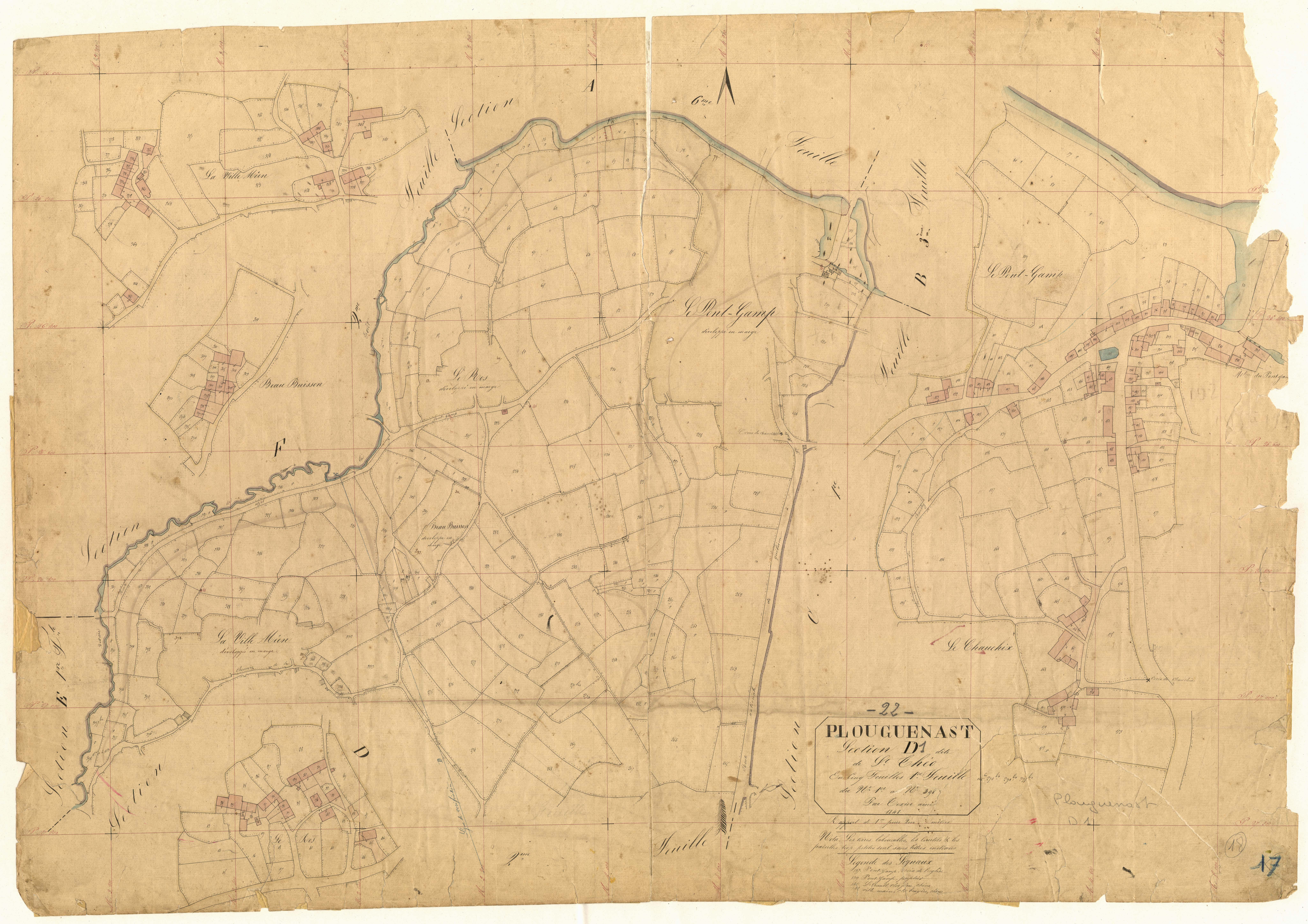 Plouguenast-Langast - Section D, 1re feuille
