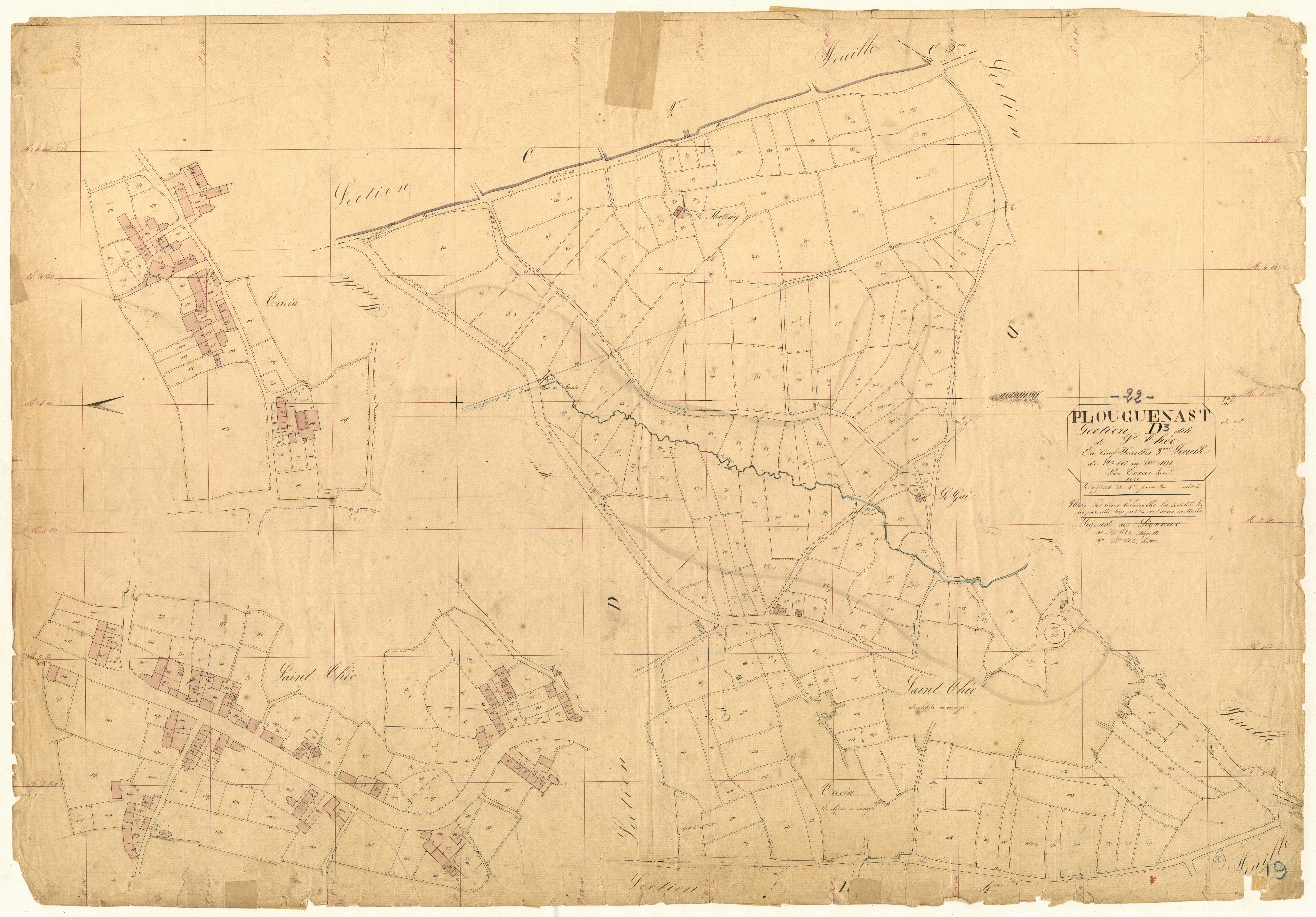 Plouguenast-Langast - Section D, 3e feuille
