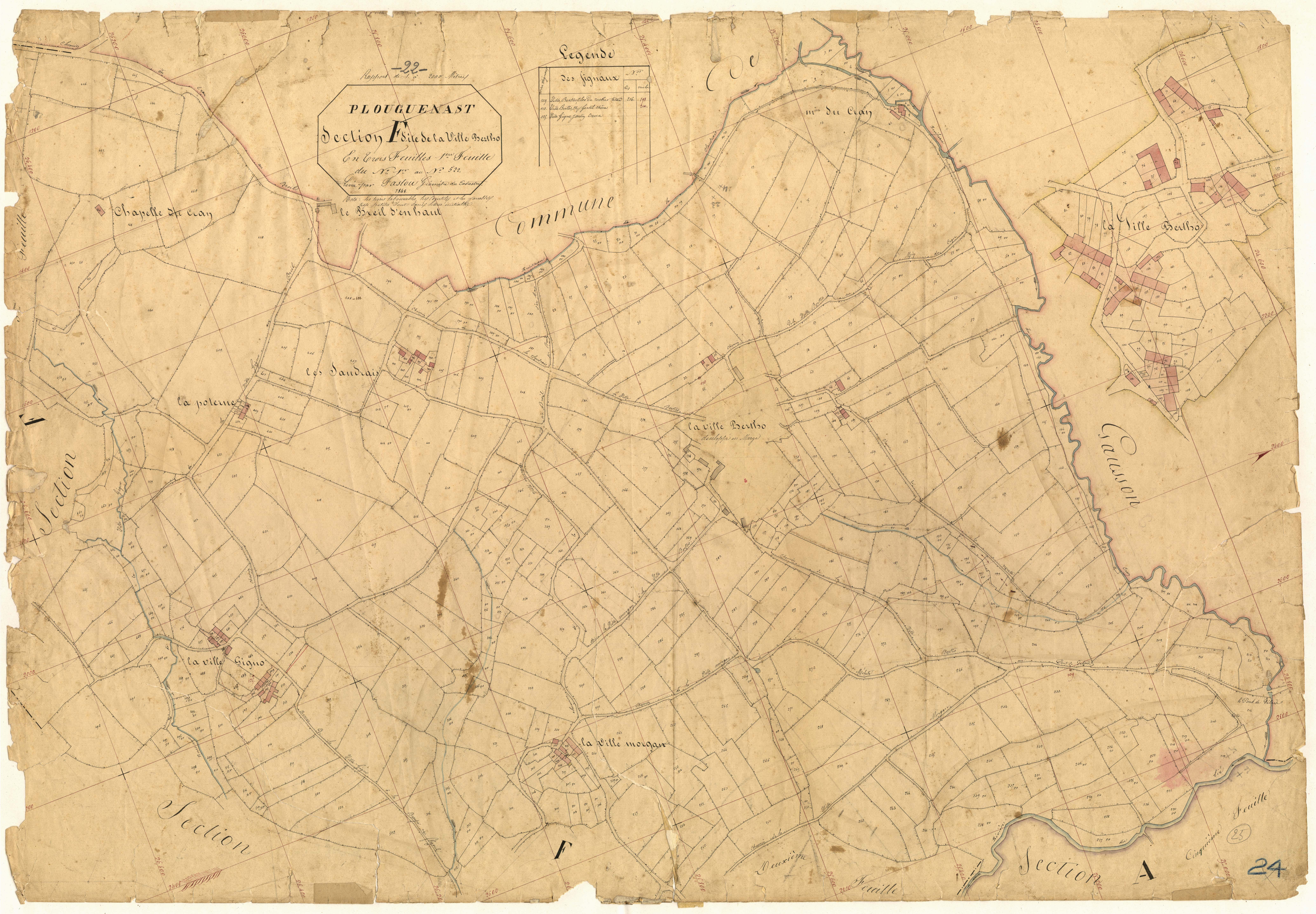 Plouguenast-Langast - Section F, 1re feuille