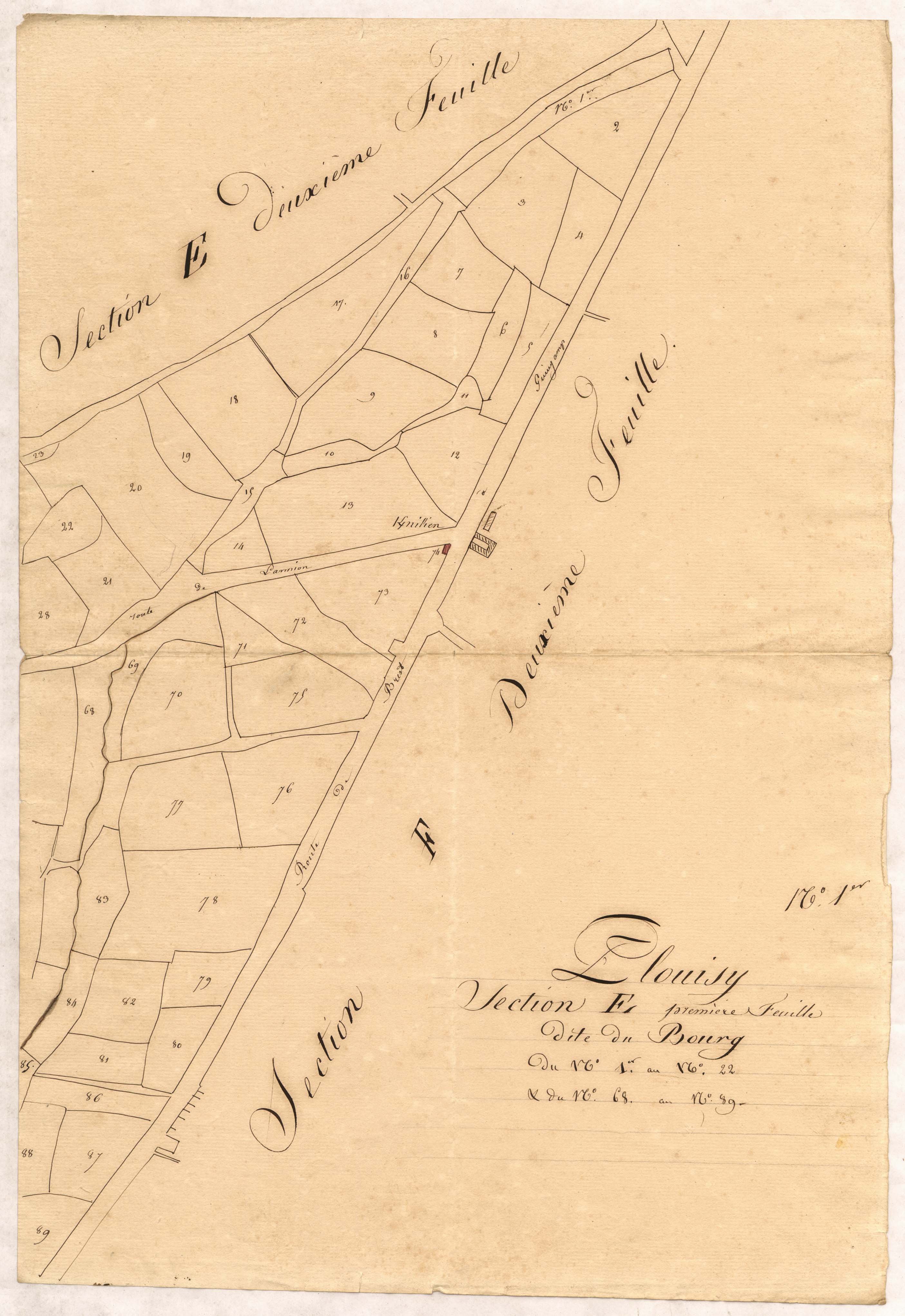 Plouisy - Section E, 1re feuille