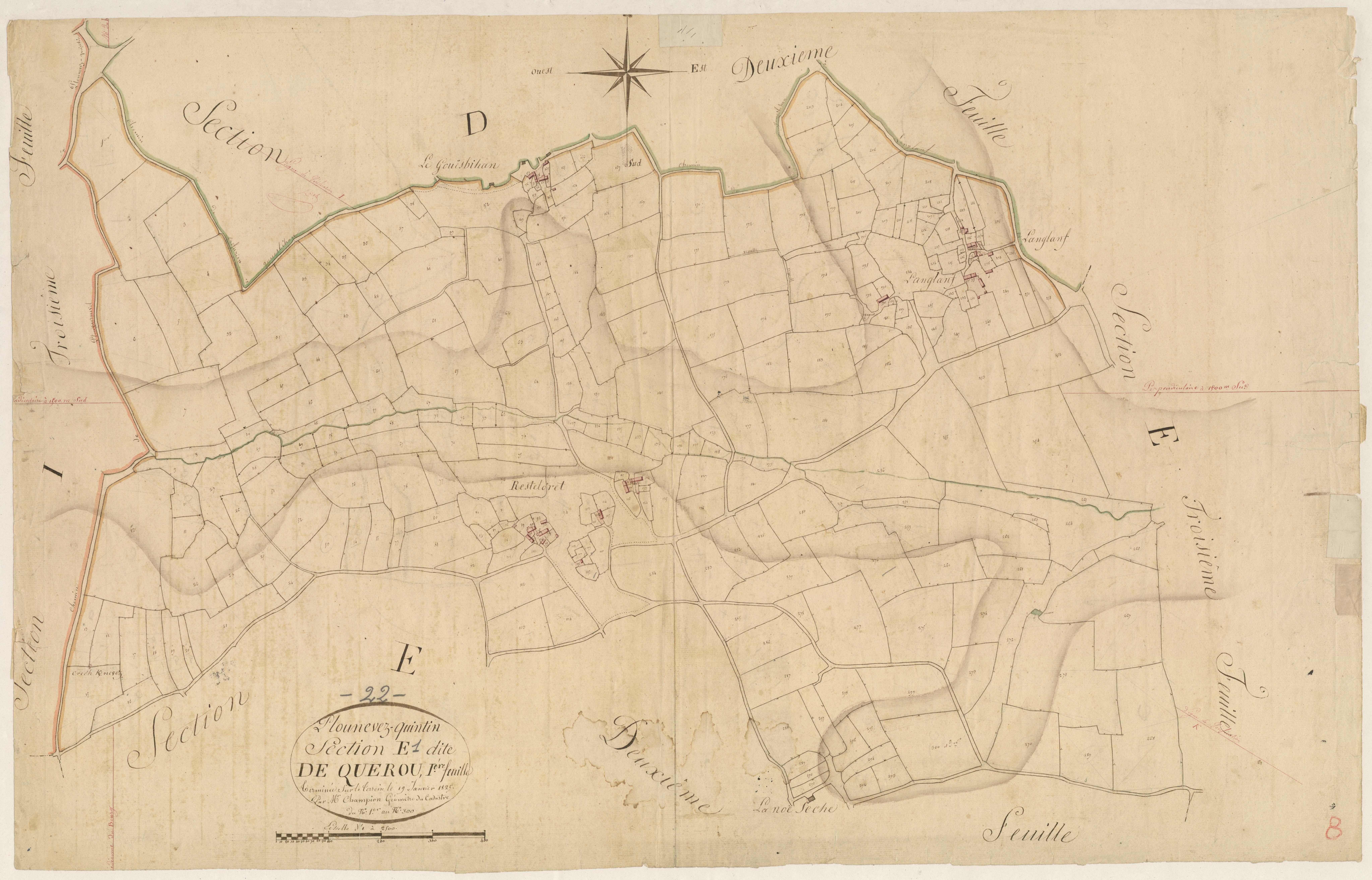 Plounévez-Quintin - Section E, 1re feuille