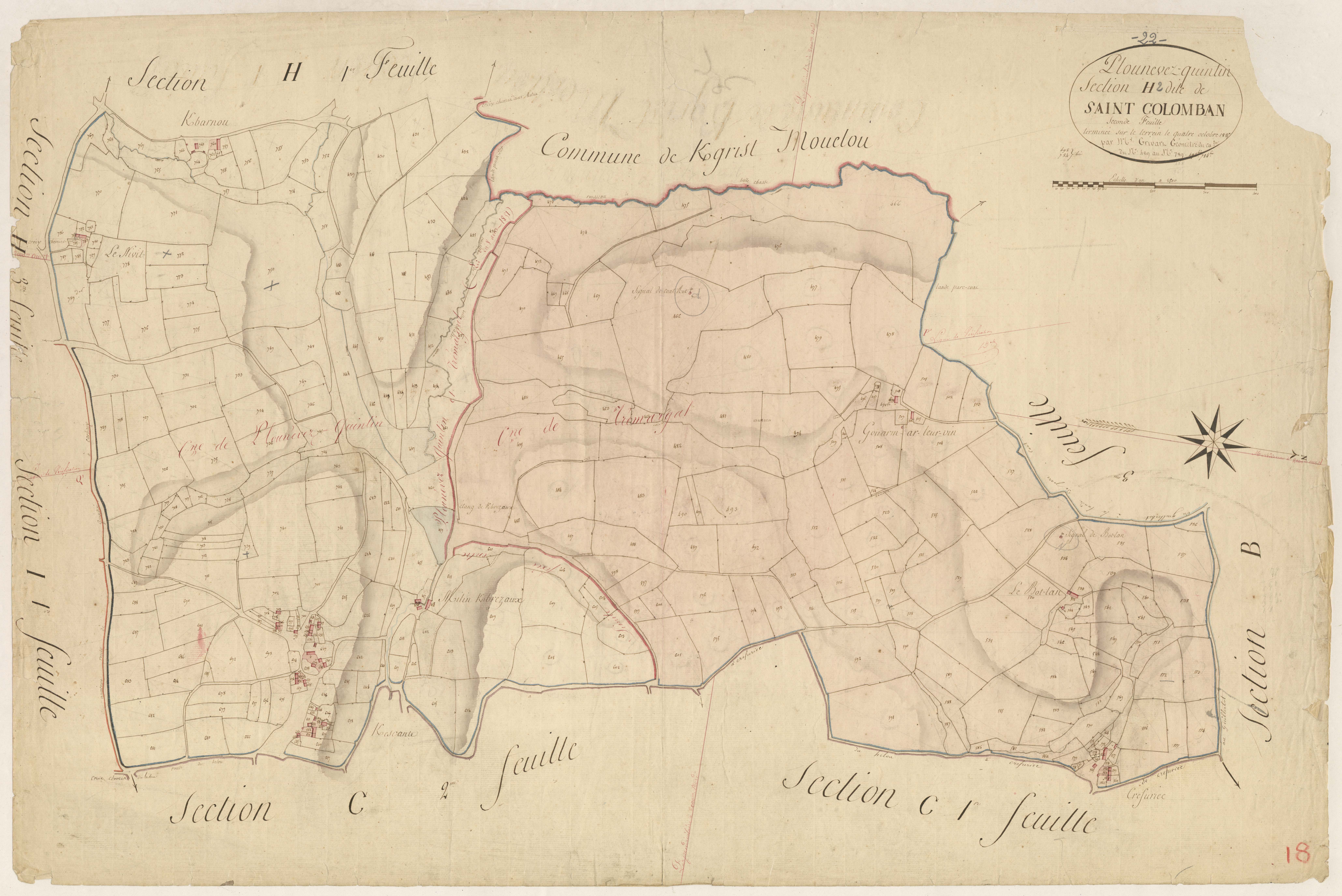 Plounévez-Quintin - Section H, 2e feuille