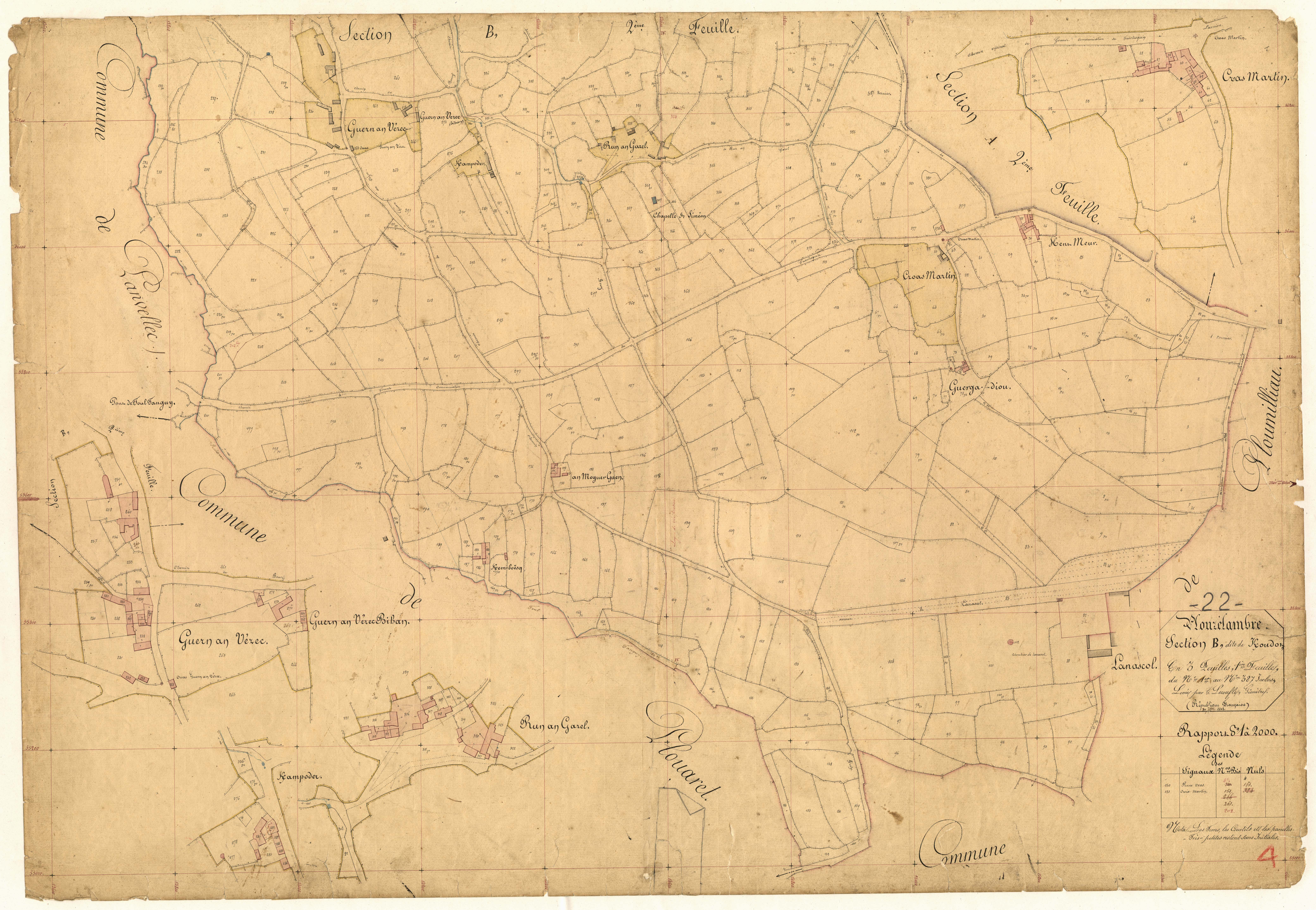 Plouzélambre - Section B, 1re feuille