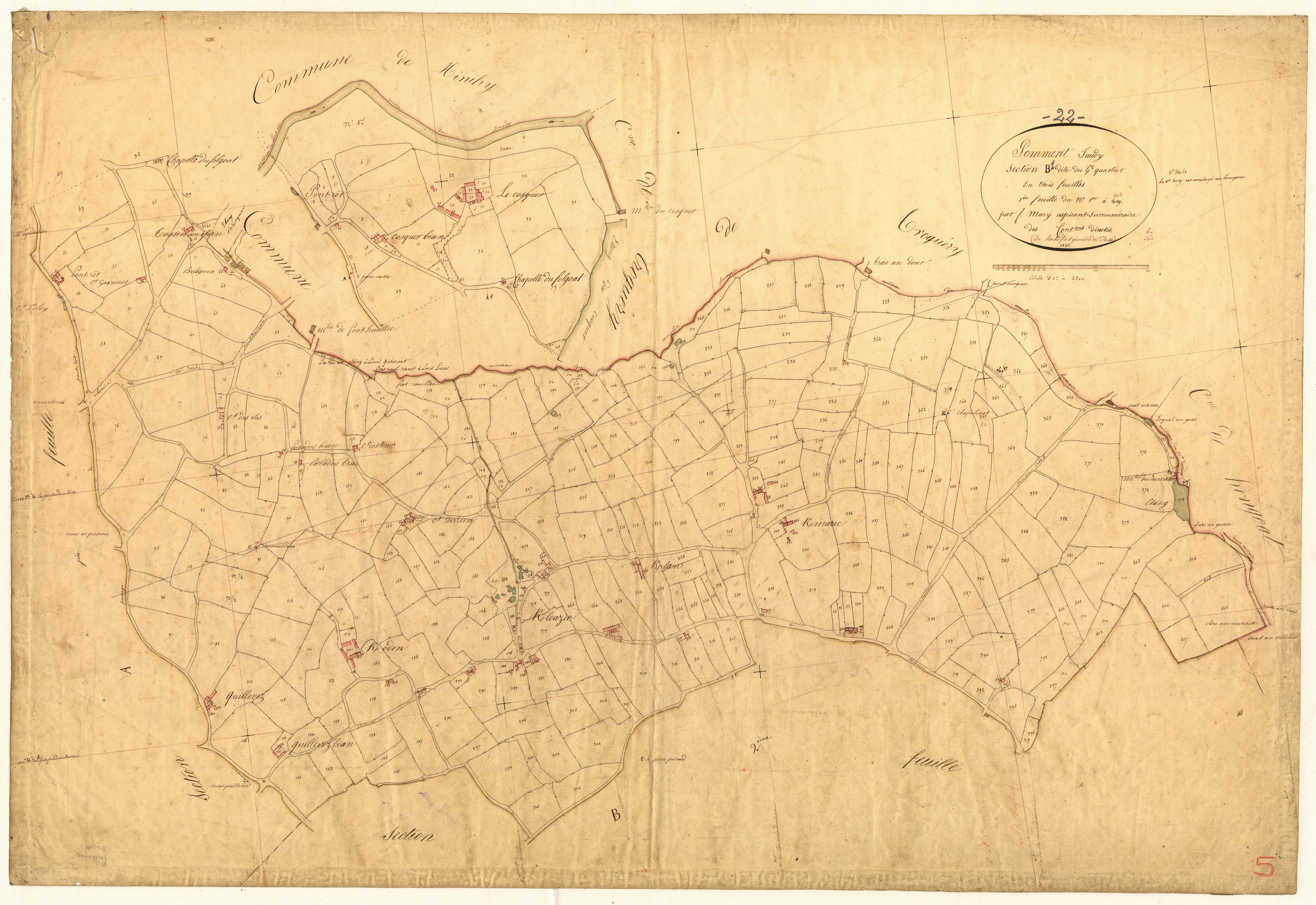Pommerit-Jaudy - Section B, 1re feuille