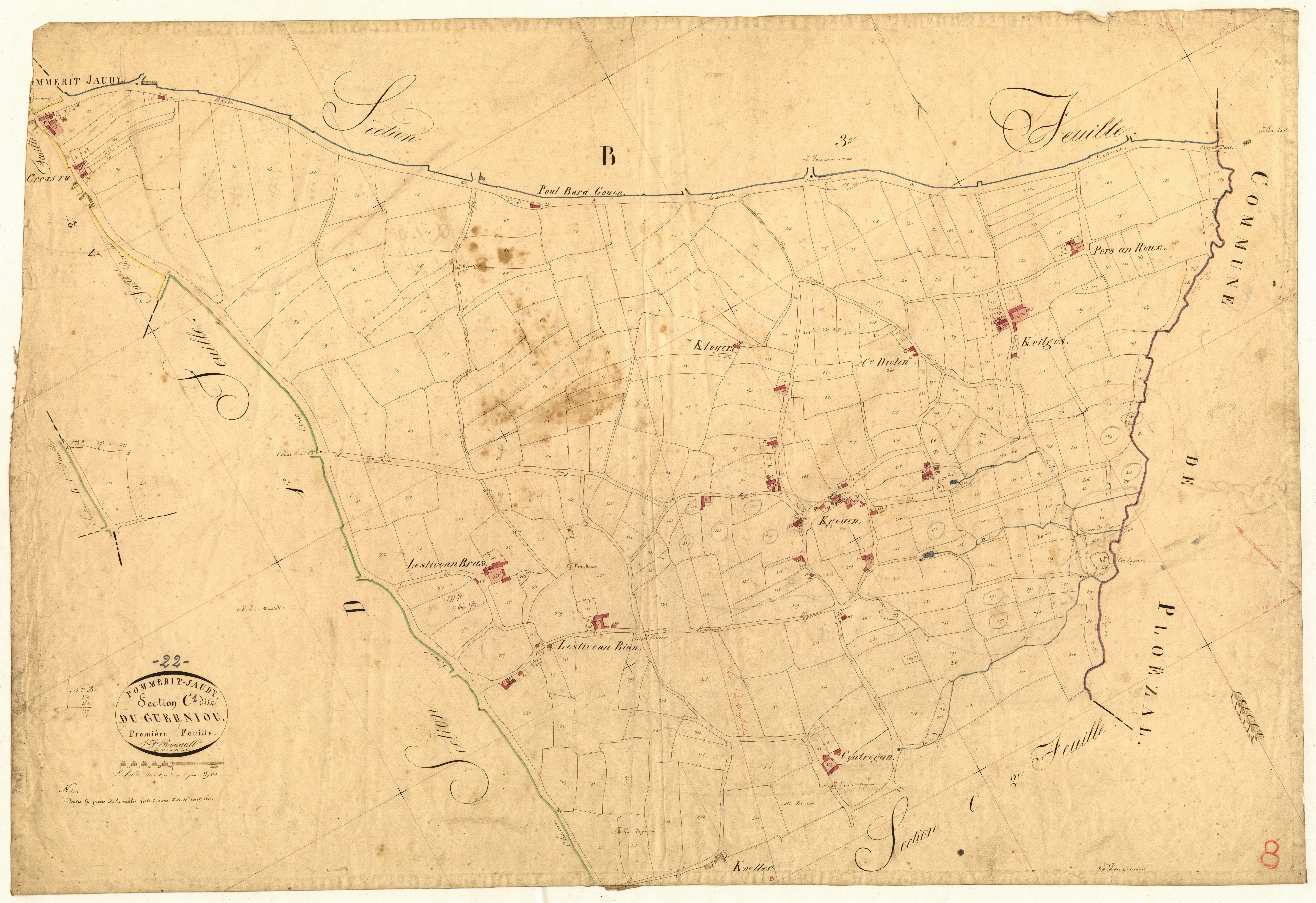 Pommerit-Jaudy - Section C, 1re feuille