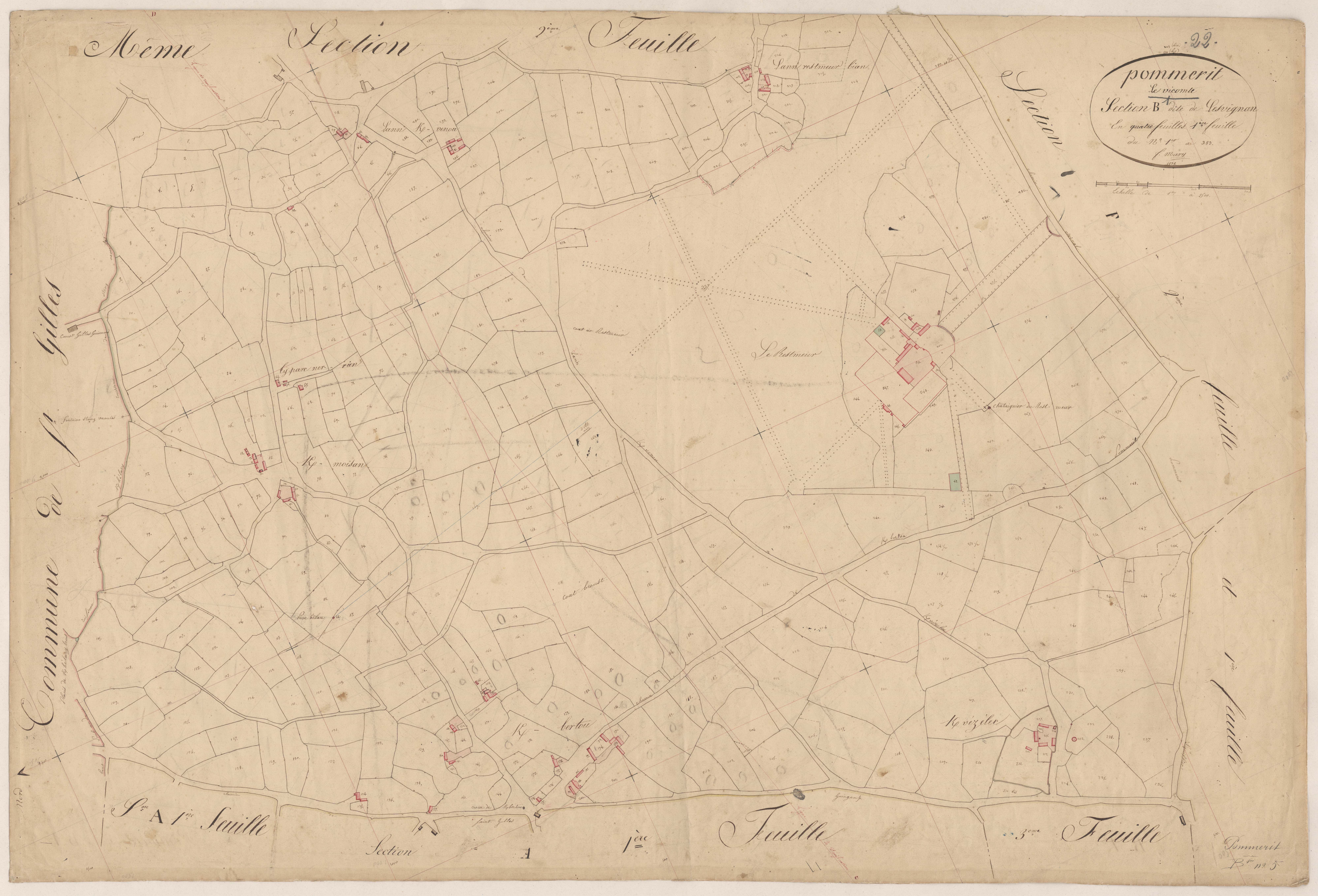 Pommerit-le-Vicomte - Section B, 1re feuille