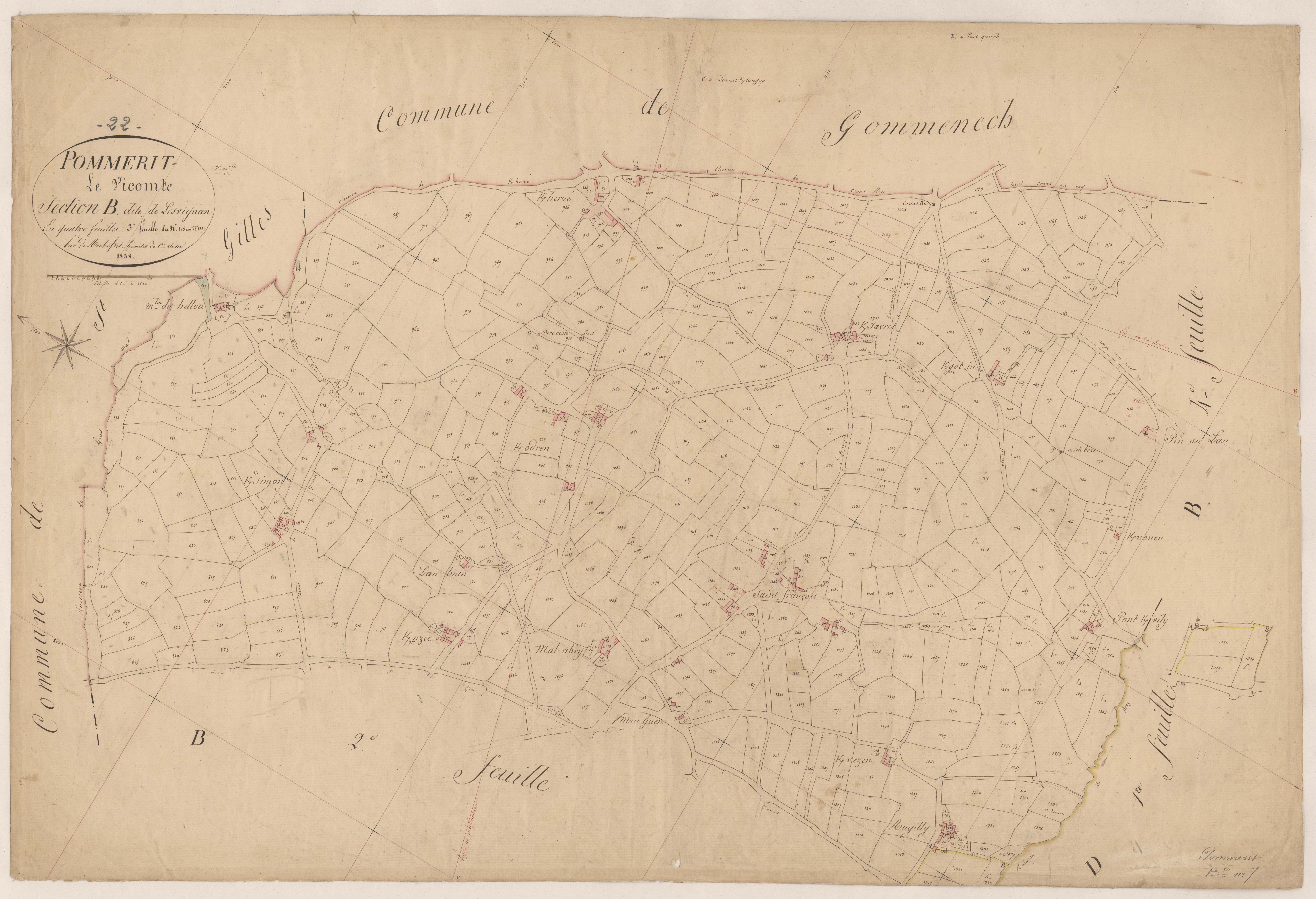 Pommerit-le-Vicomte - Section B, 3e feuille