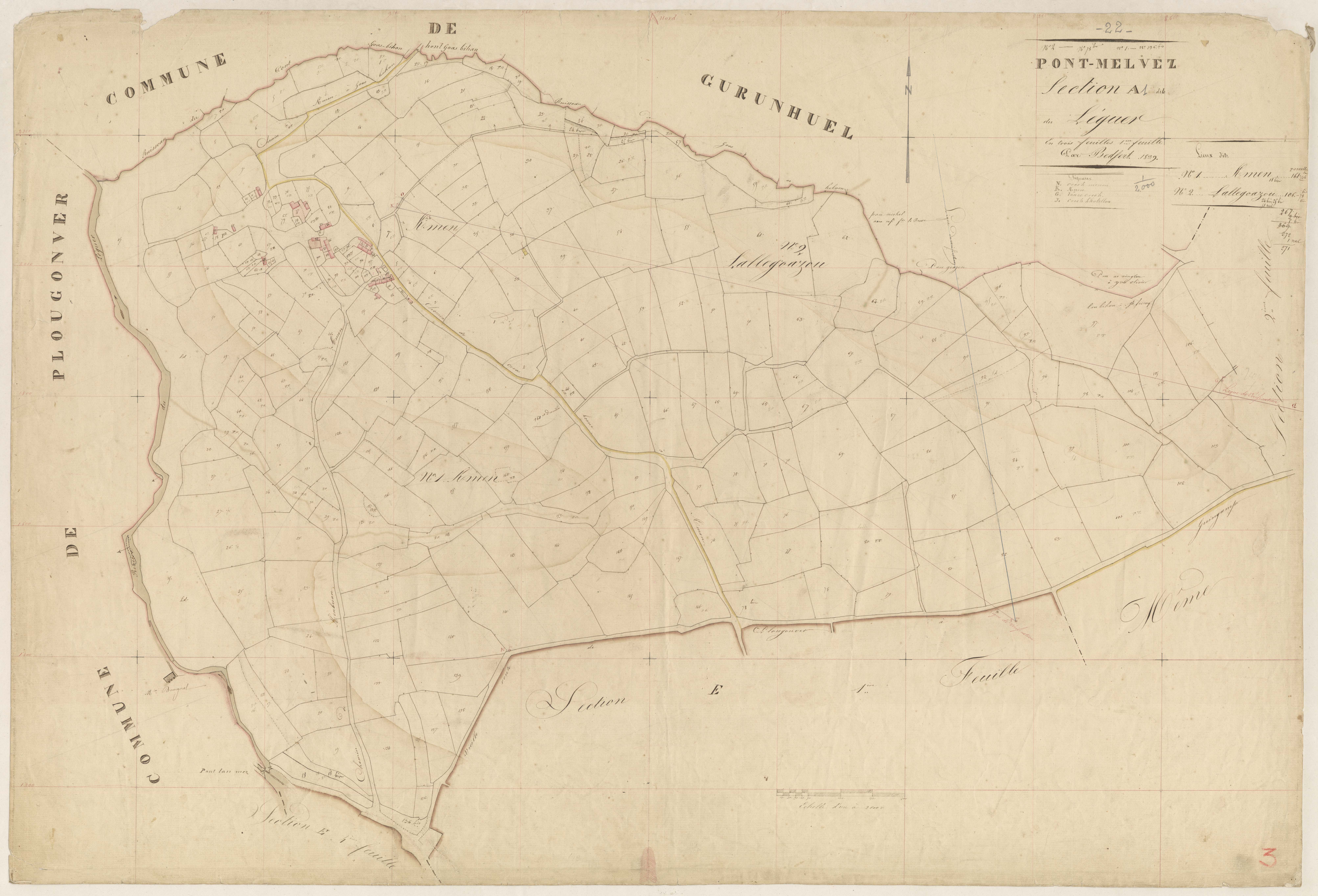 Pont-Melvez - Section A, 1re feuille