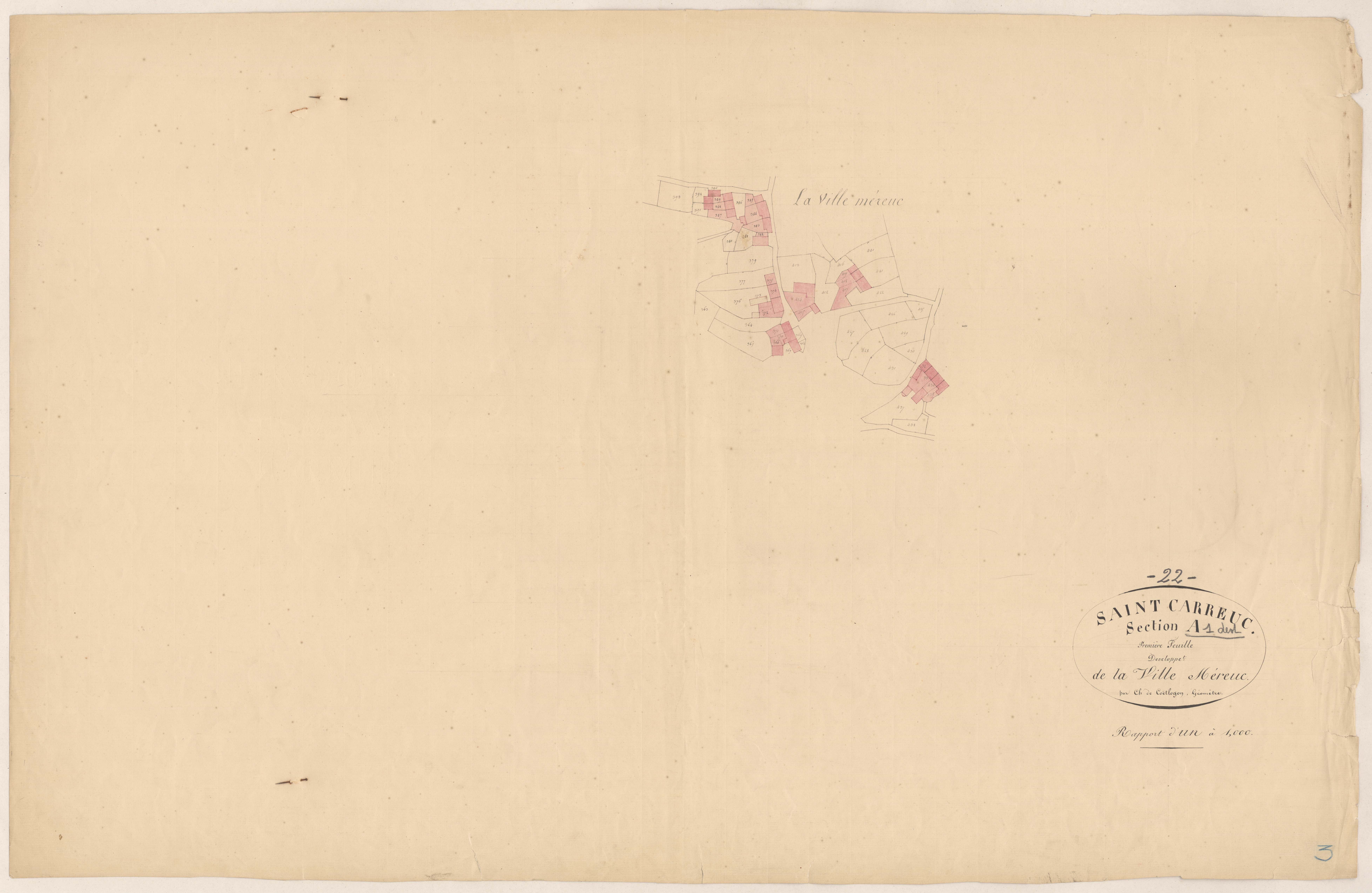 Saint-Carreuc - Section A, 1re feuille : développement