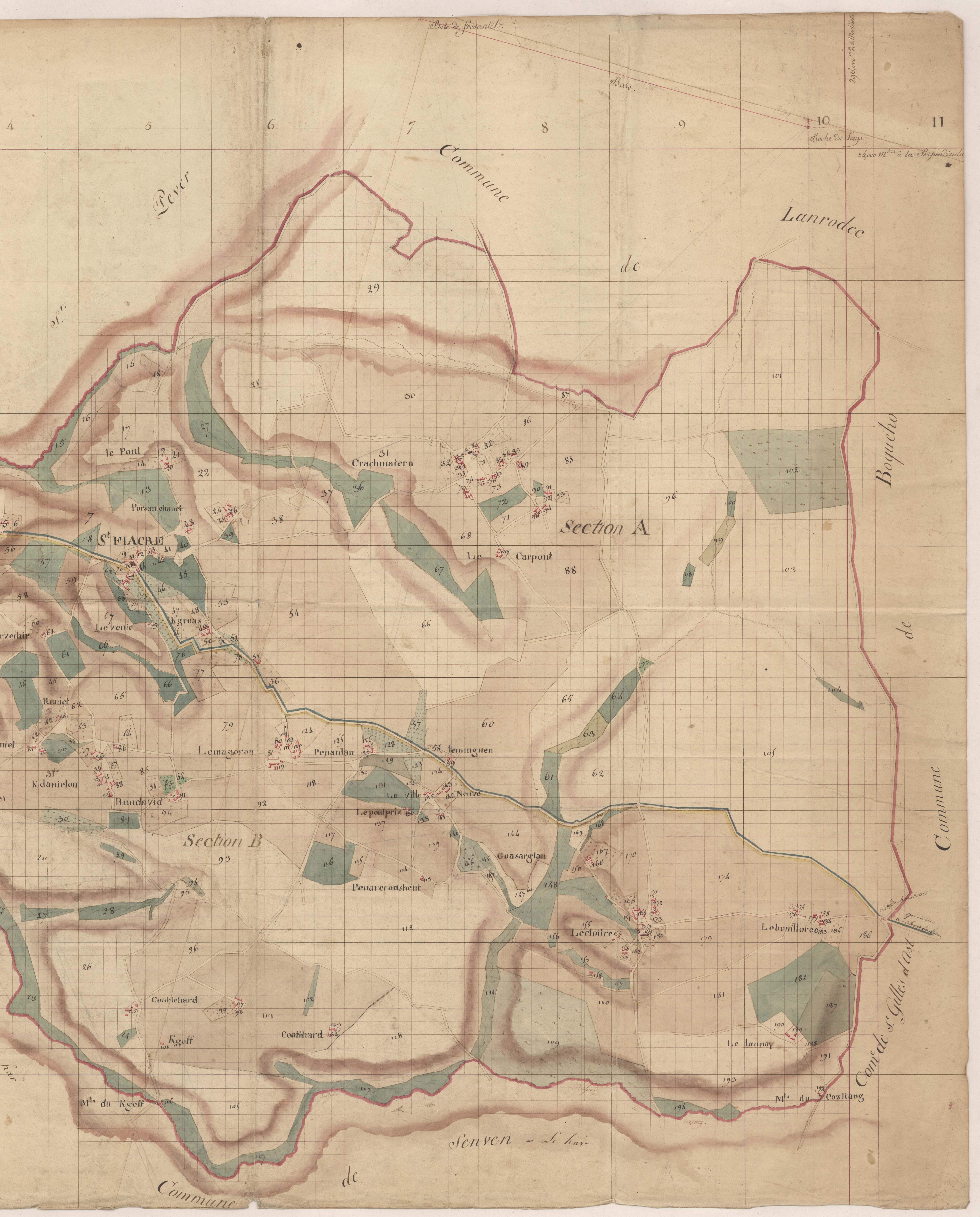Saint-Fiacre - Plan géométrique, partie Est.