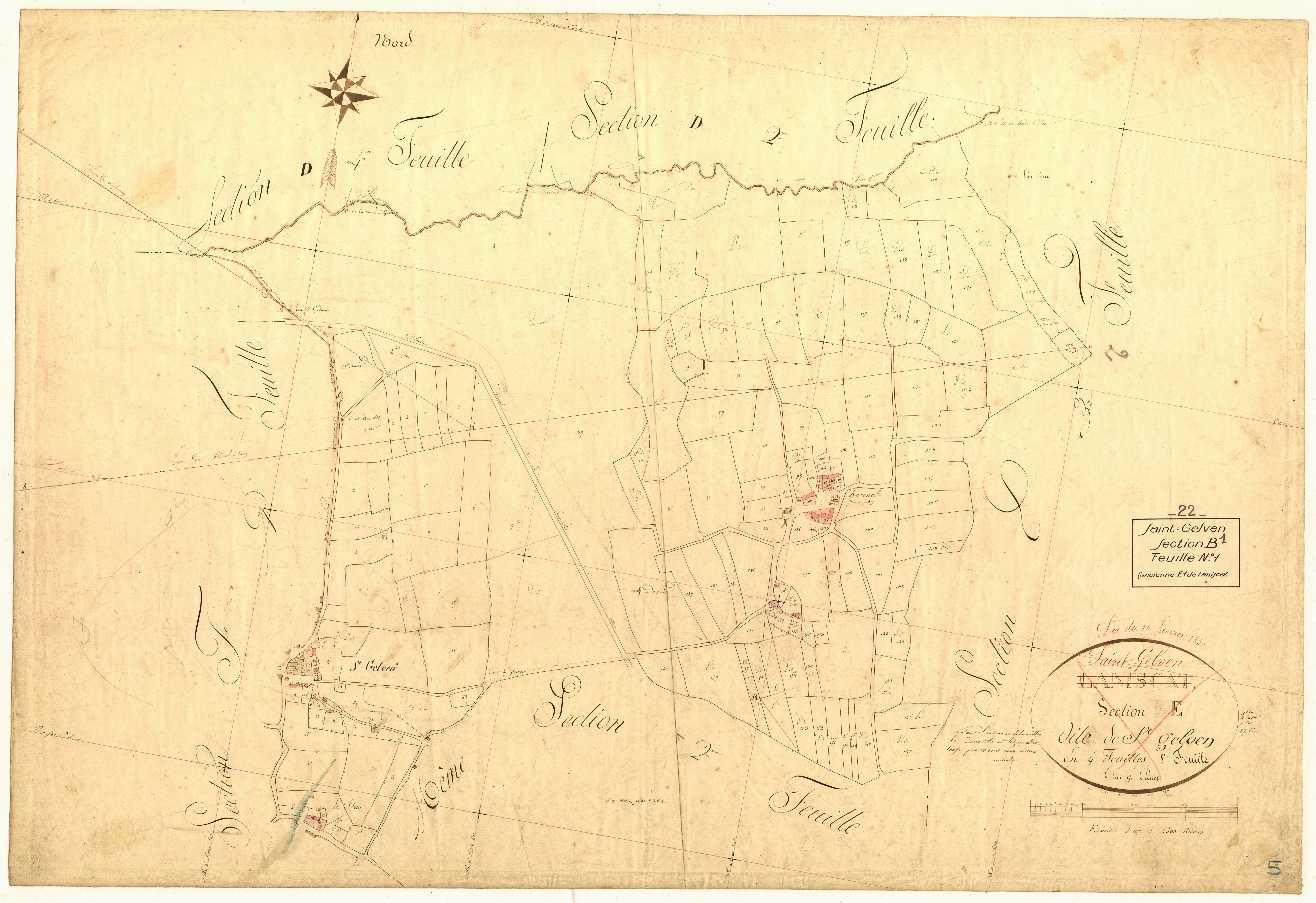 Saint-Gelven - Section E, 1re feuille (devenue section B, feuille 1)