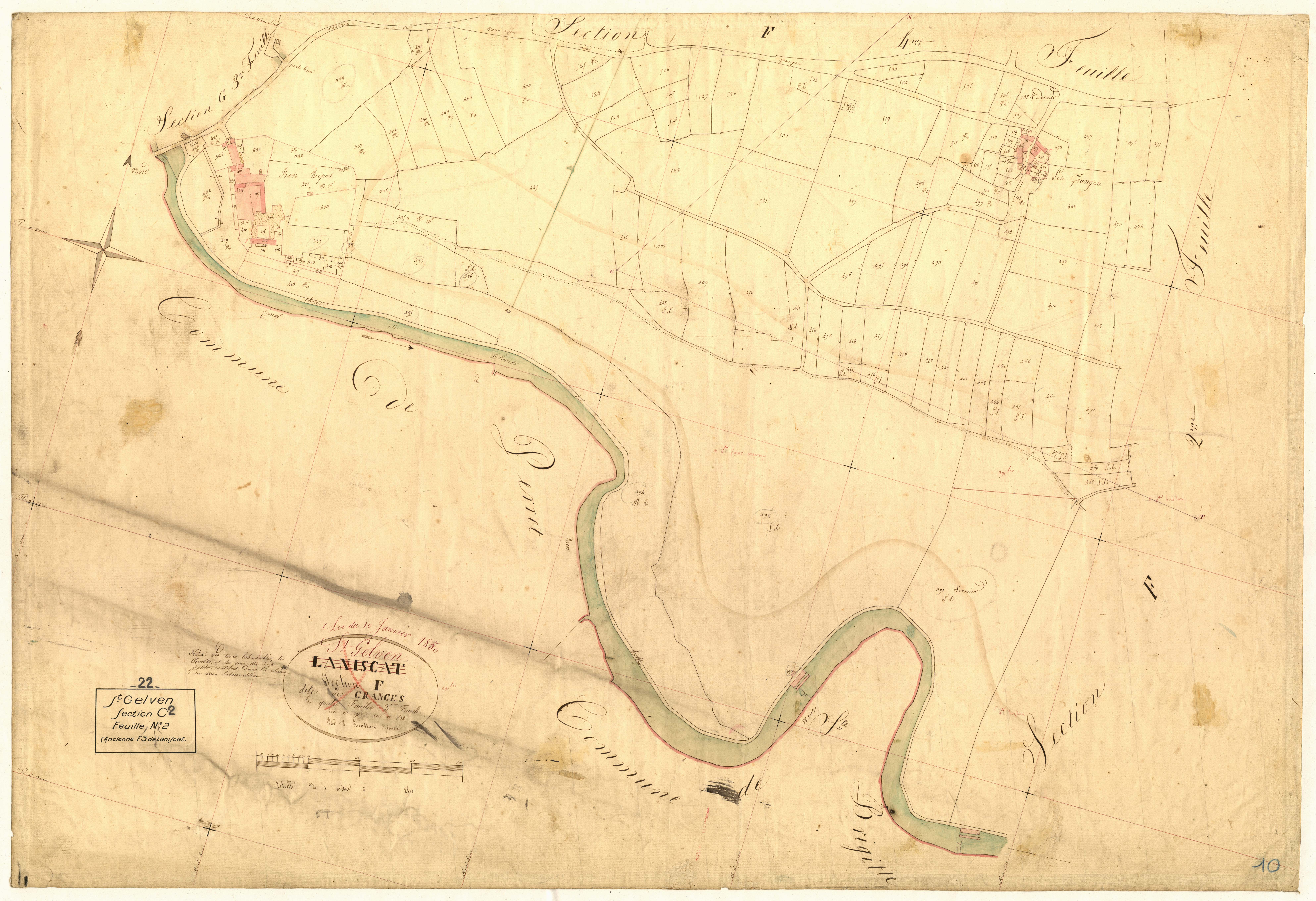 Saint-Gelven - Section F, 3e feuille (devenue section C, feuille 2)
