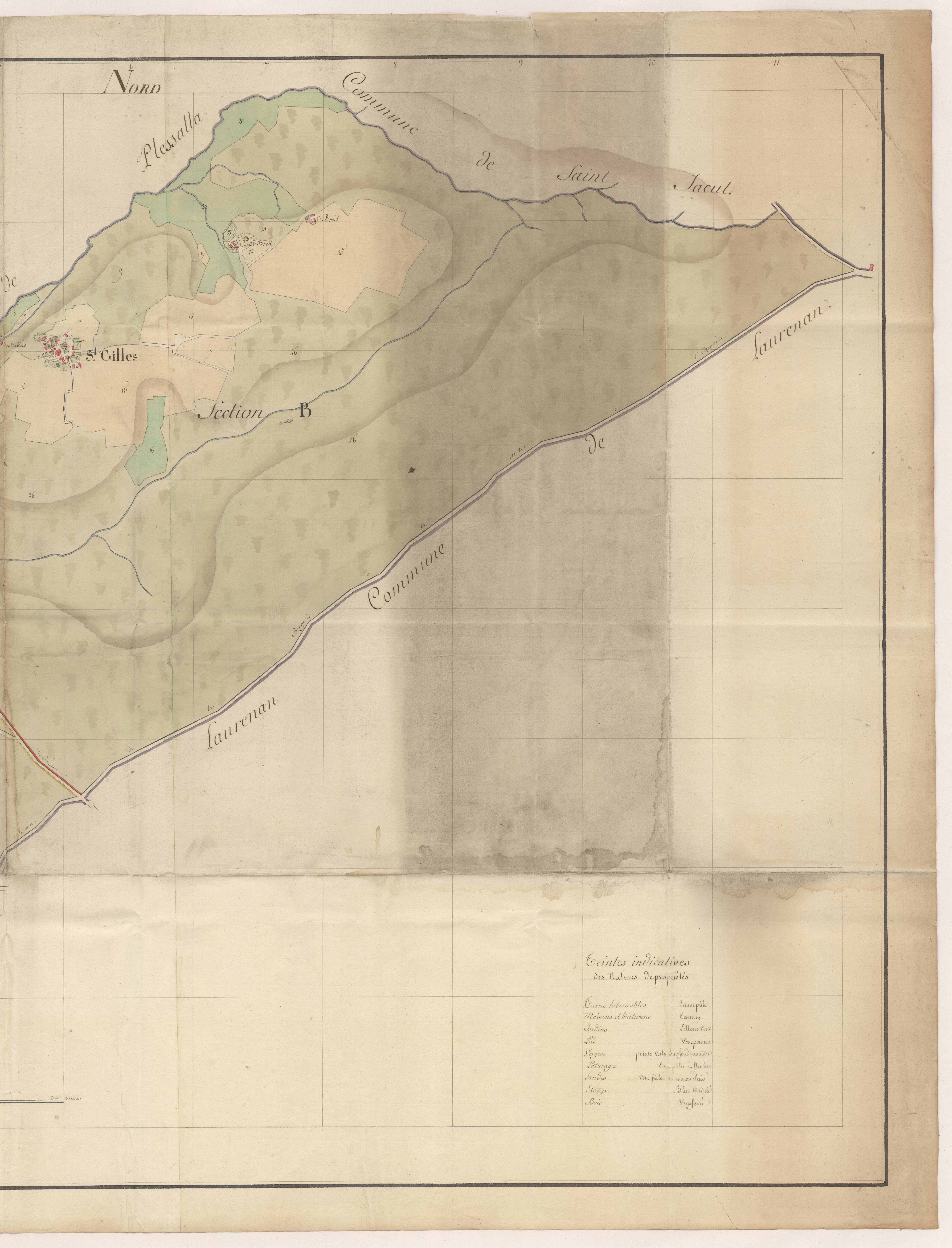 Saint-Gilles-du-Mené - Plan par masse de culture, partie Est.