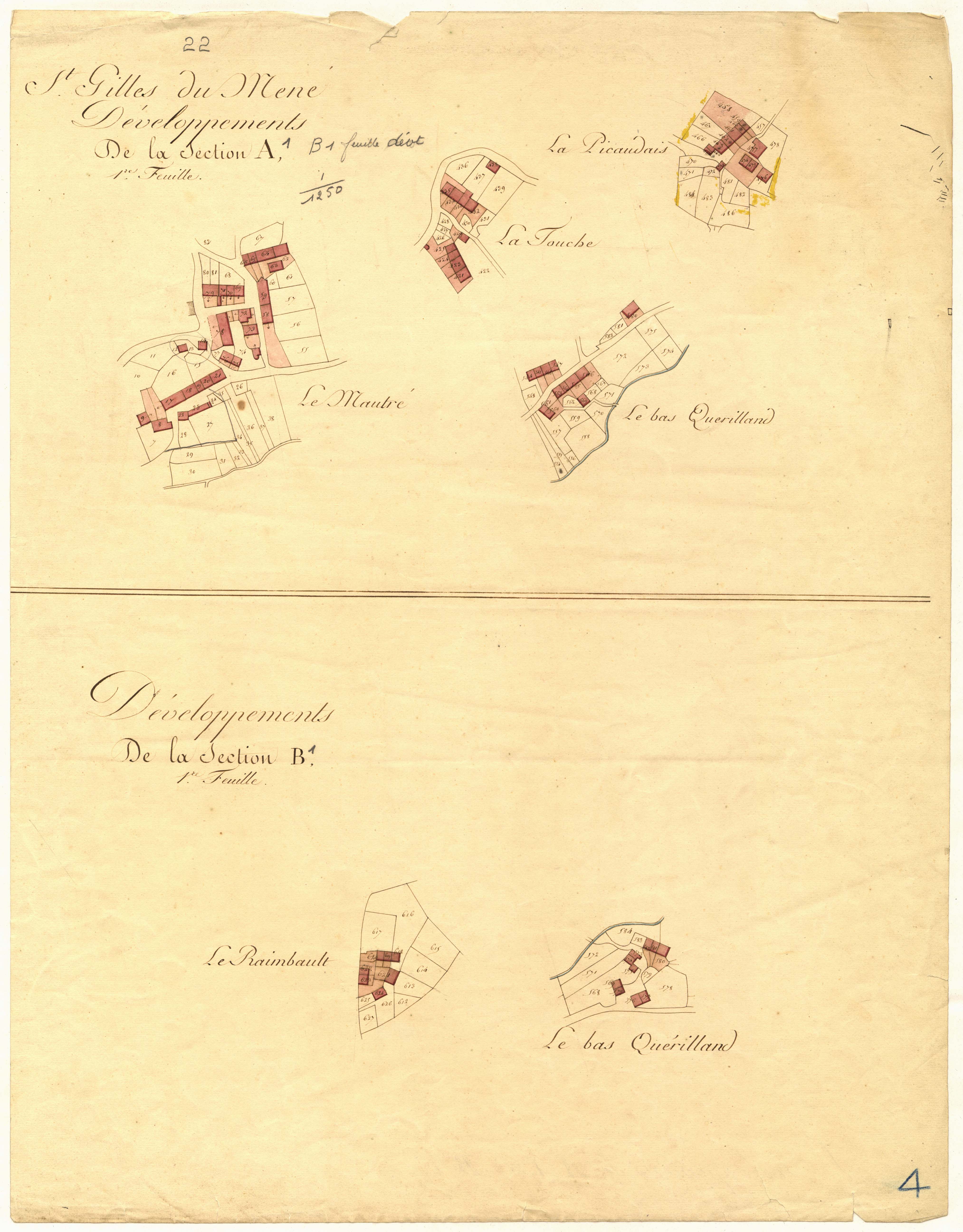 Saint-Gilles-du-Mené - Sections A et B : développement