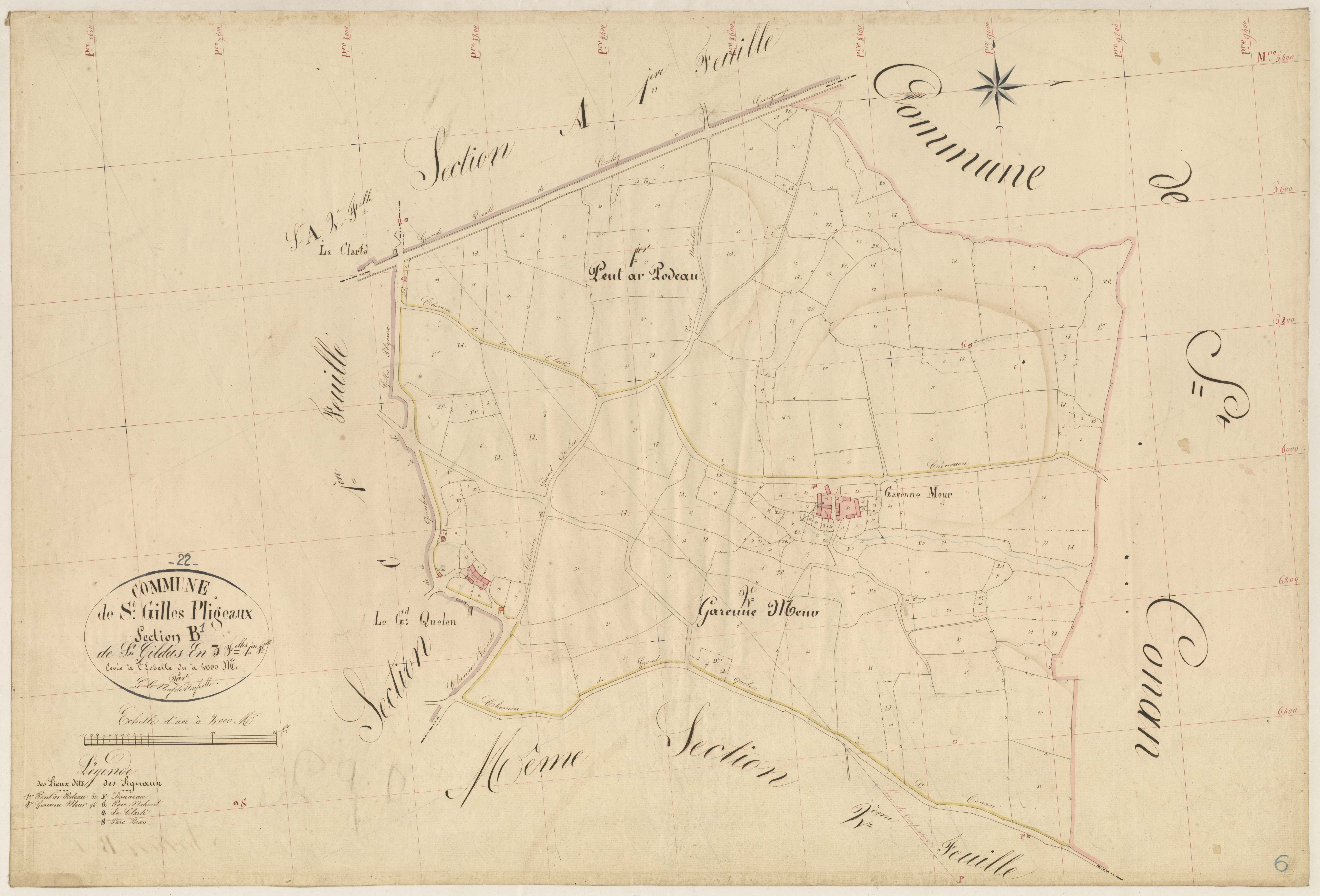 Saint-Gilles-Pligeaux - Section B, 1re feuille