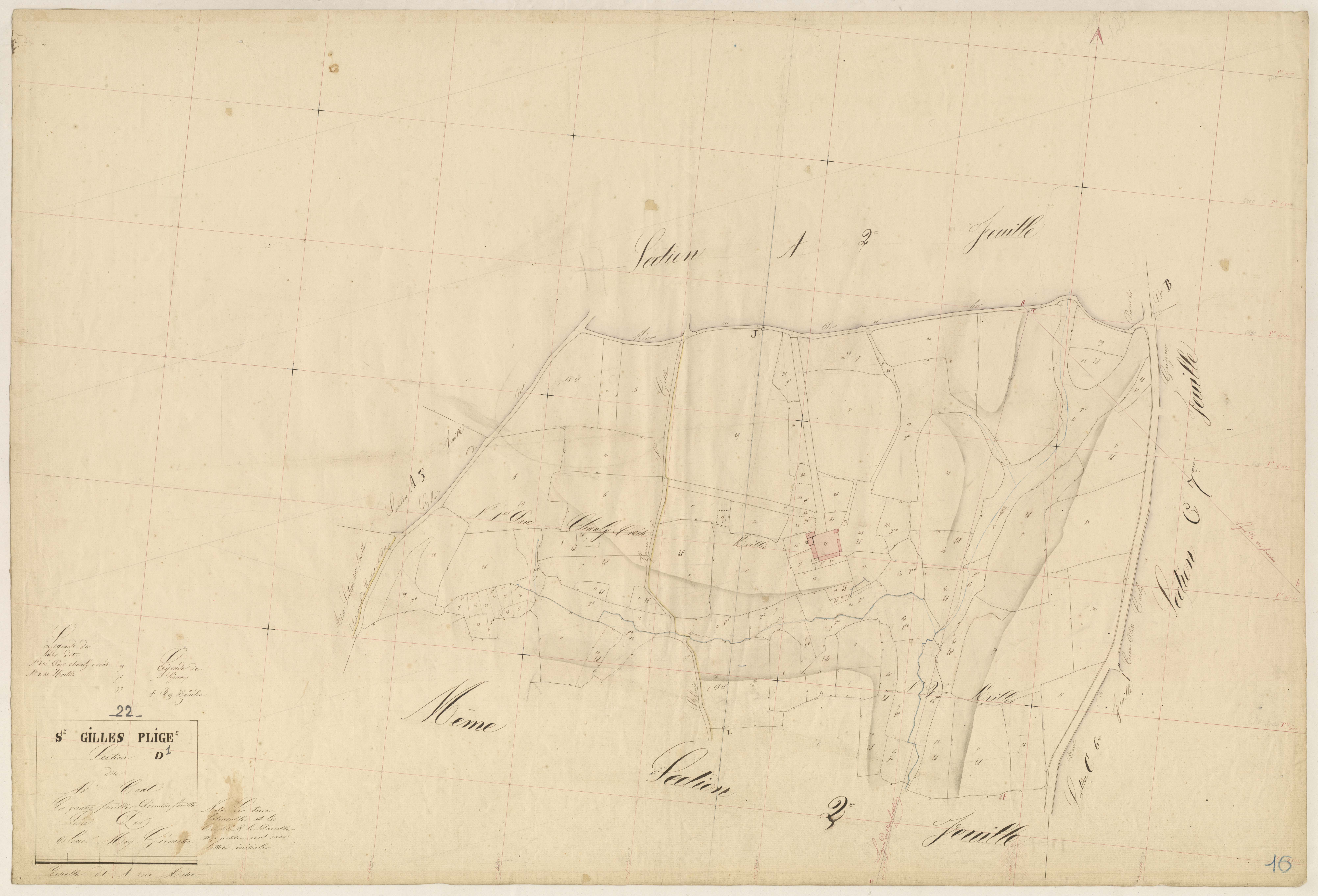 Saint-Gilles-Pligeaux - Section D, 1re feuille