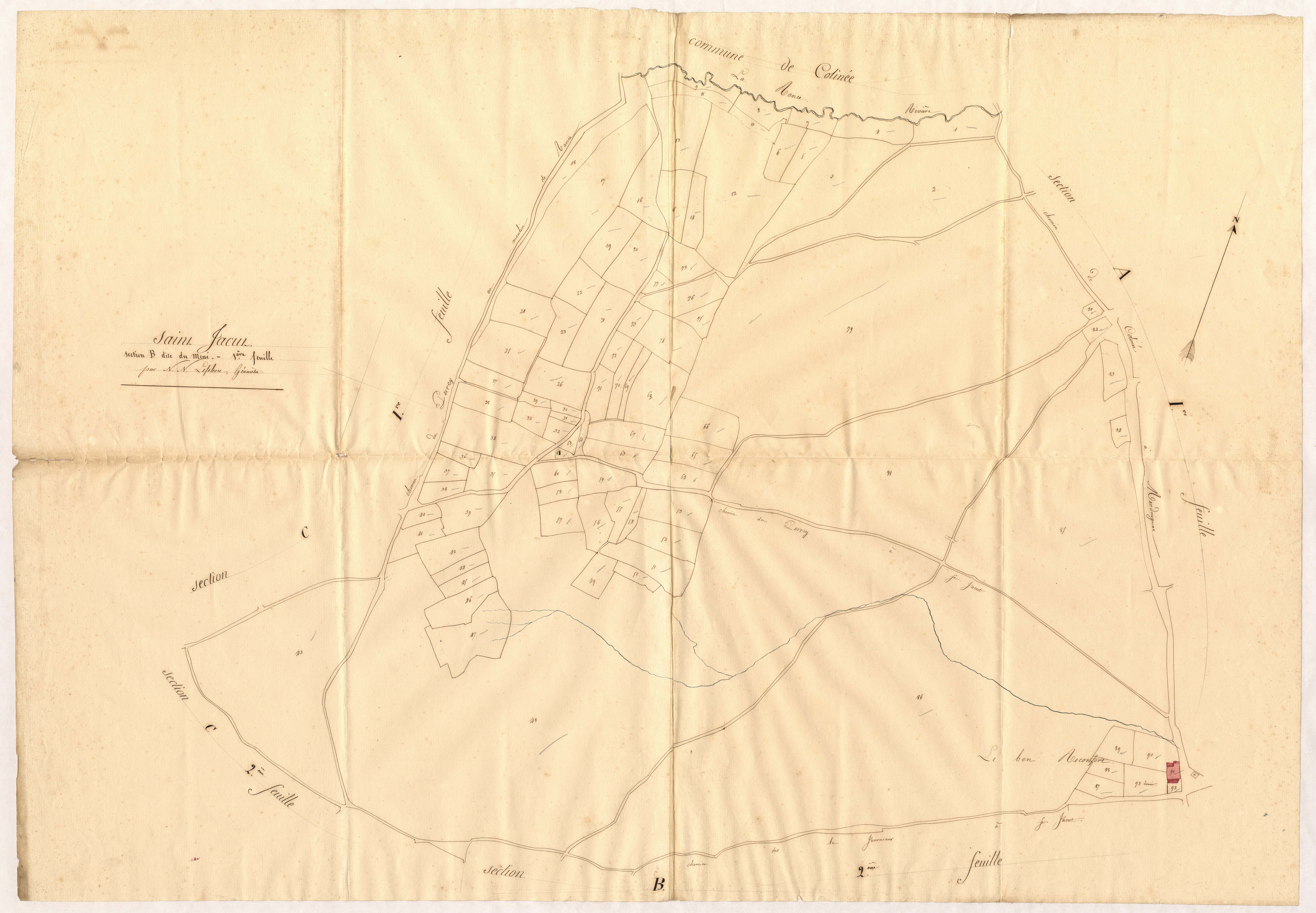 Saint-Jacut-du-Mené - Section B, 1re feuille