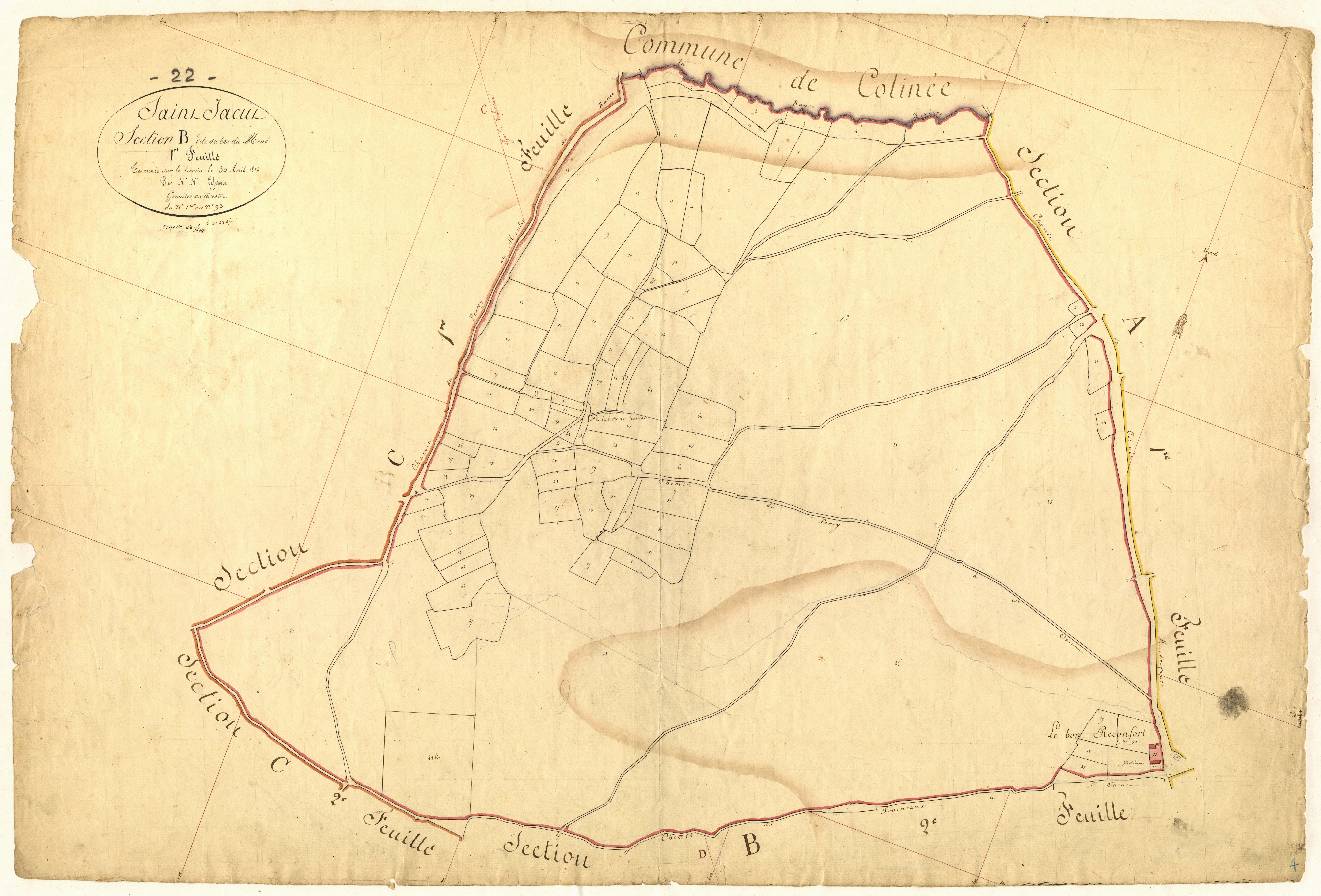 Saint-Jacut-du-Mené - Section B, 1re feuille
