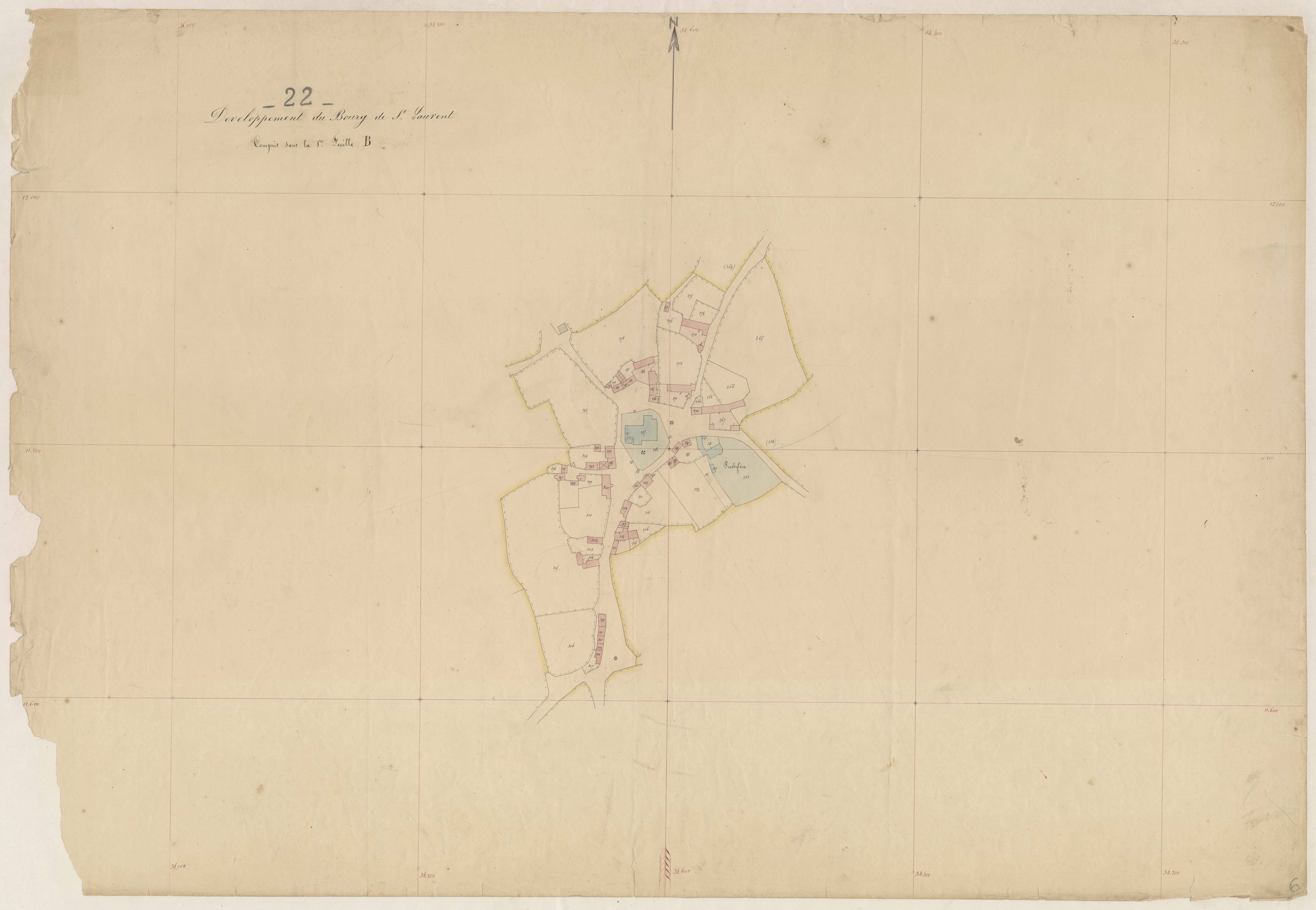 Saint-Laurent - Section B, 1re feuille : développement