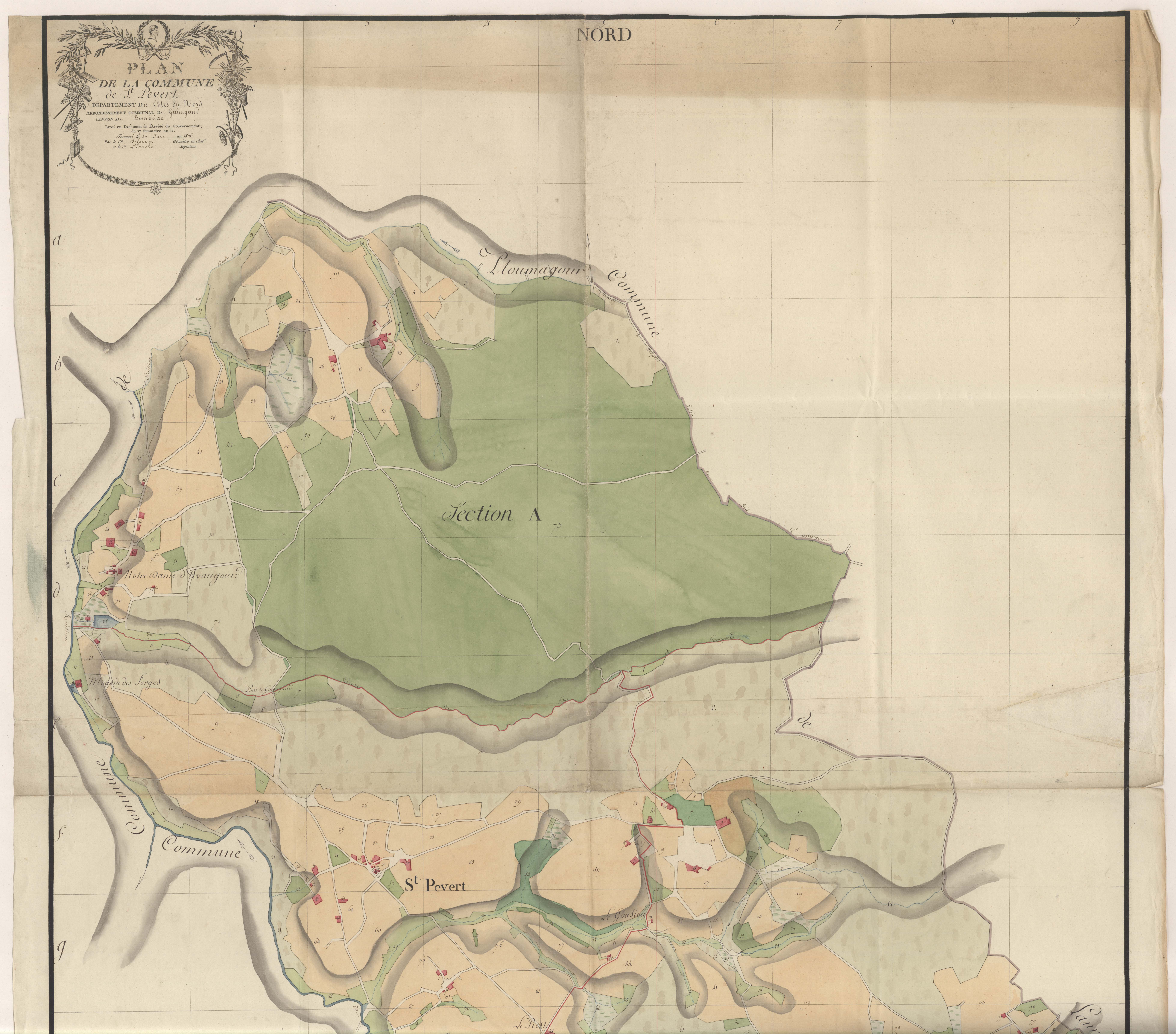 Saint-Péver - Plan par masse de culture, partie Nord