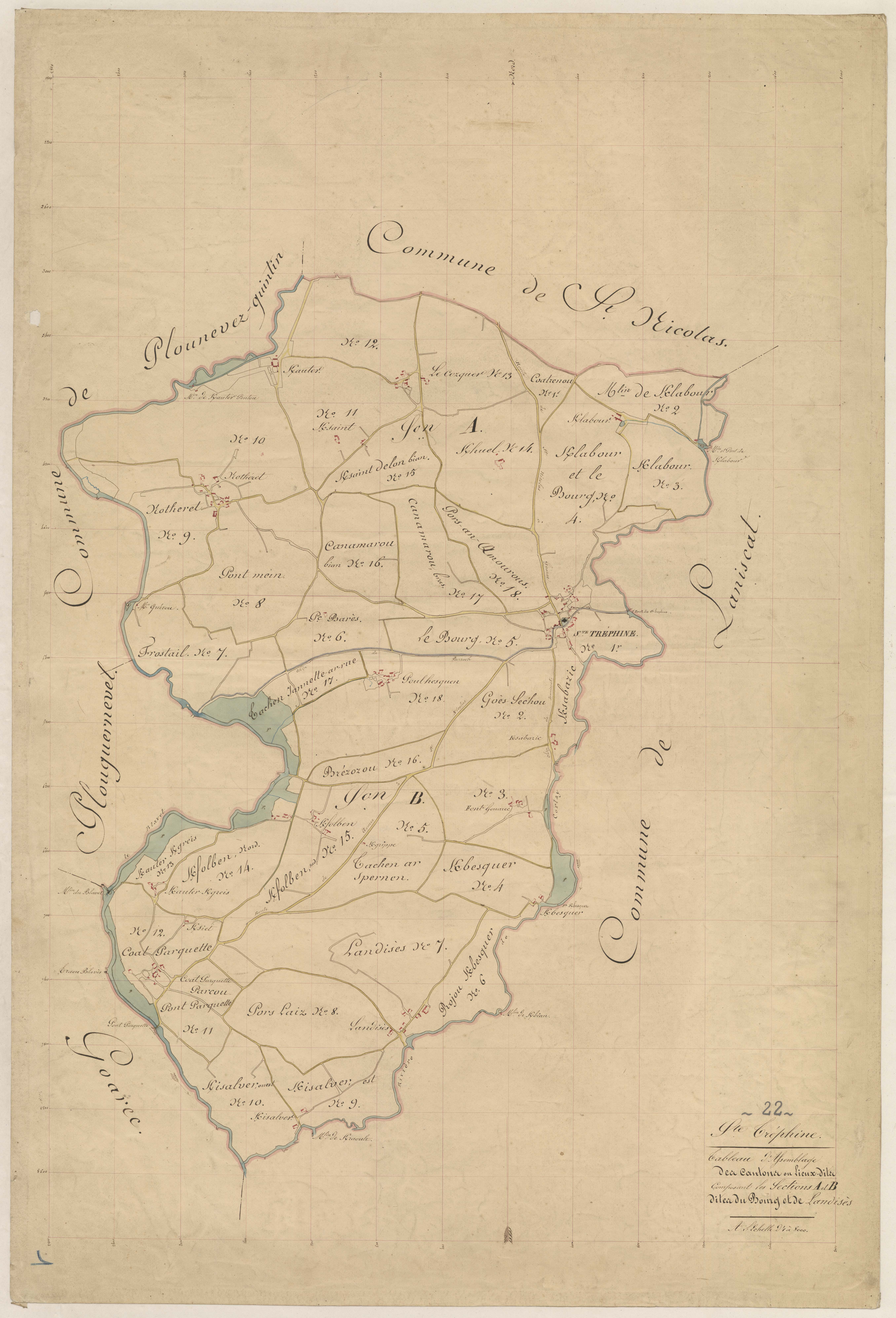 Sainte-Tréphine - Tableau d'assemblage : sections A, B