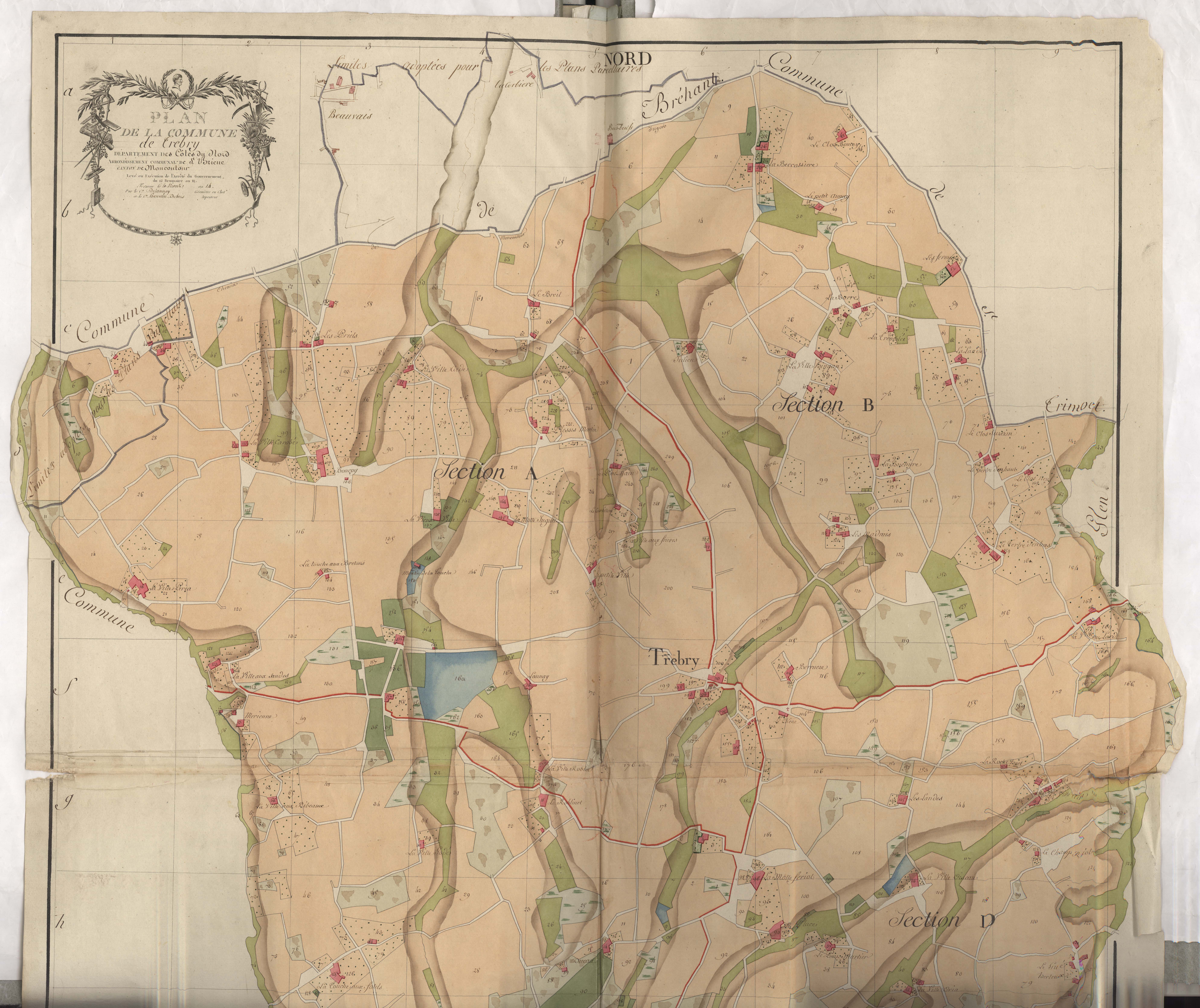Trébry - Plan par masse de culture, partie nord.