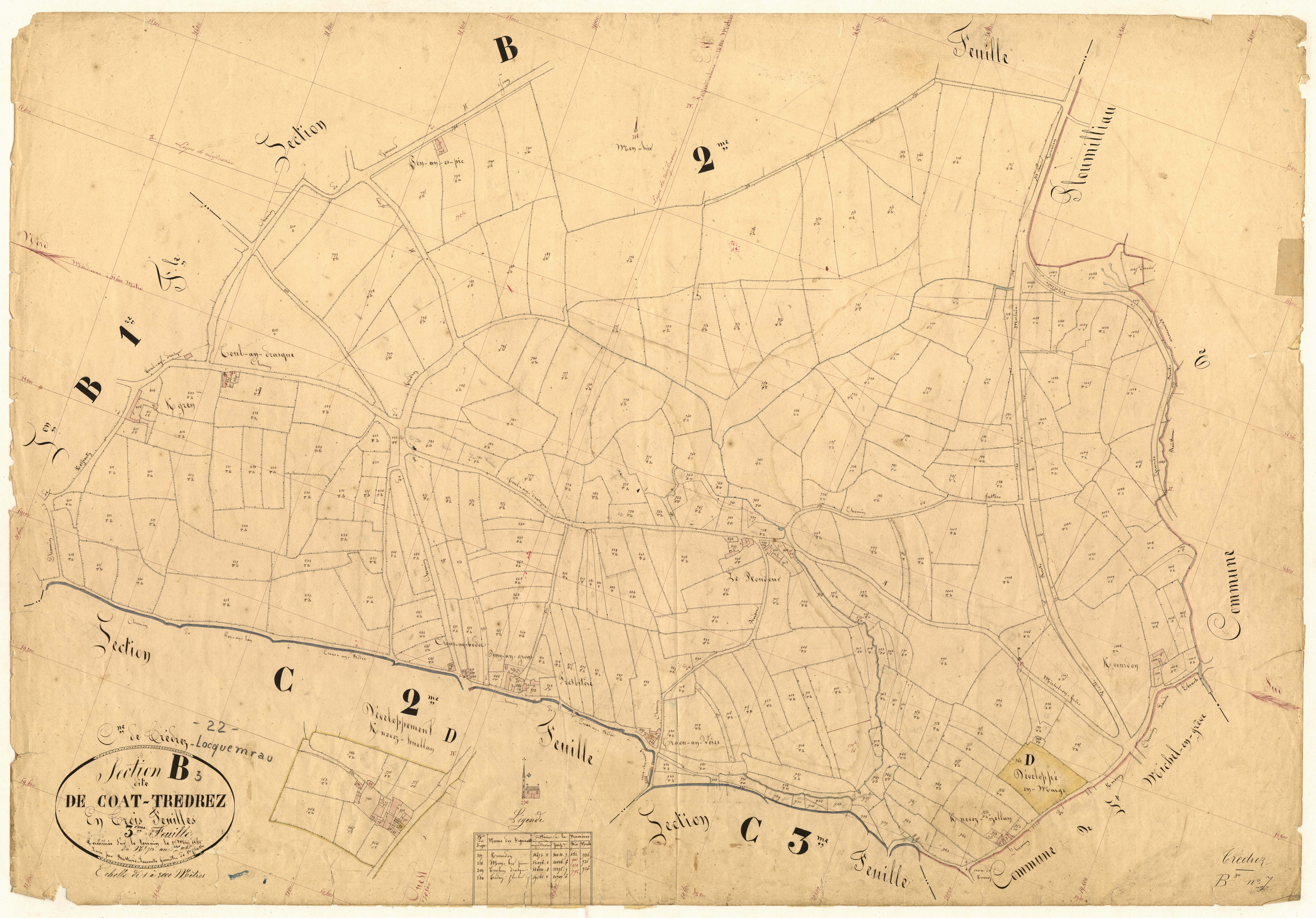 Trédrez-Locquémeau - Section B, 3e feuille
