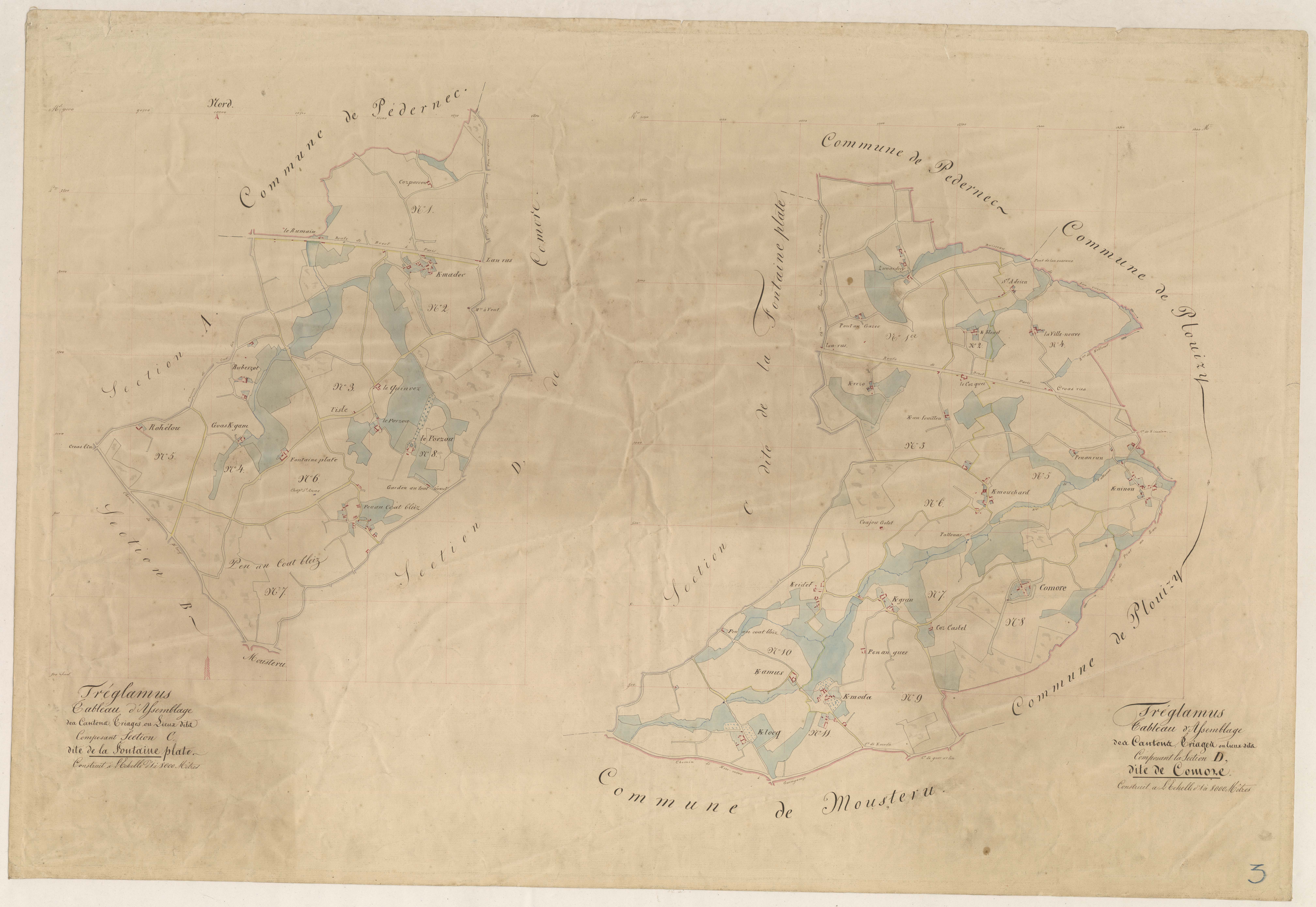 Tréglamus - Tableau d'assemblage : sections C, D