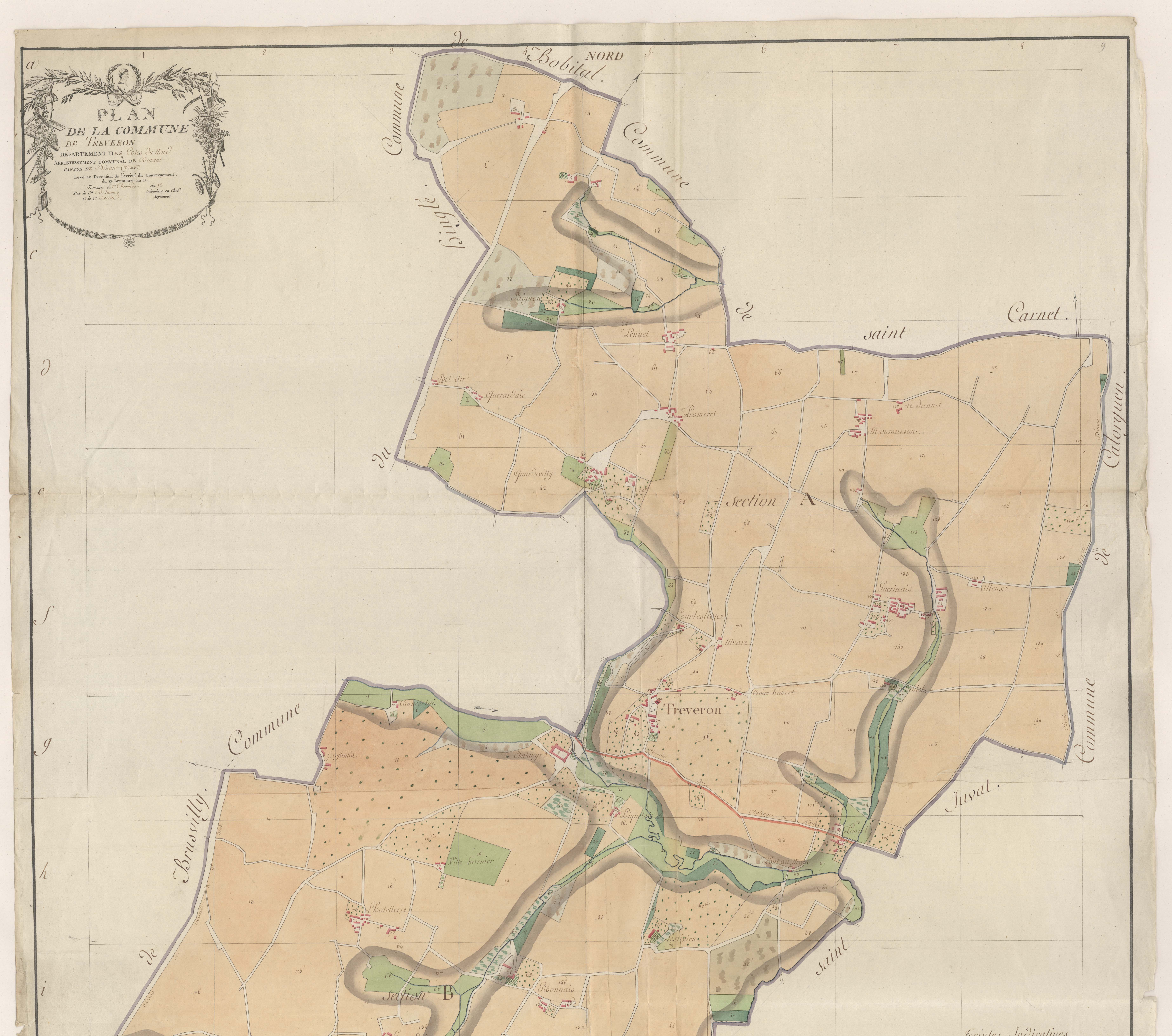 Trévron - Plan par masse de culture, partie nord.