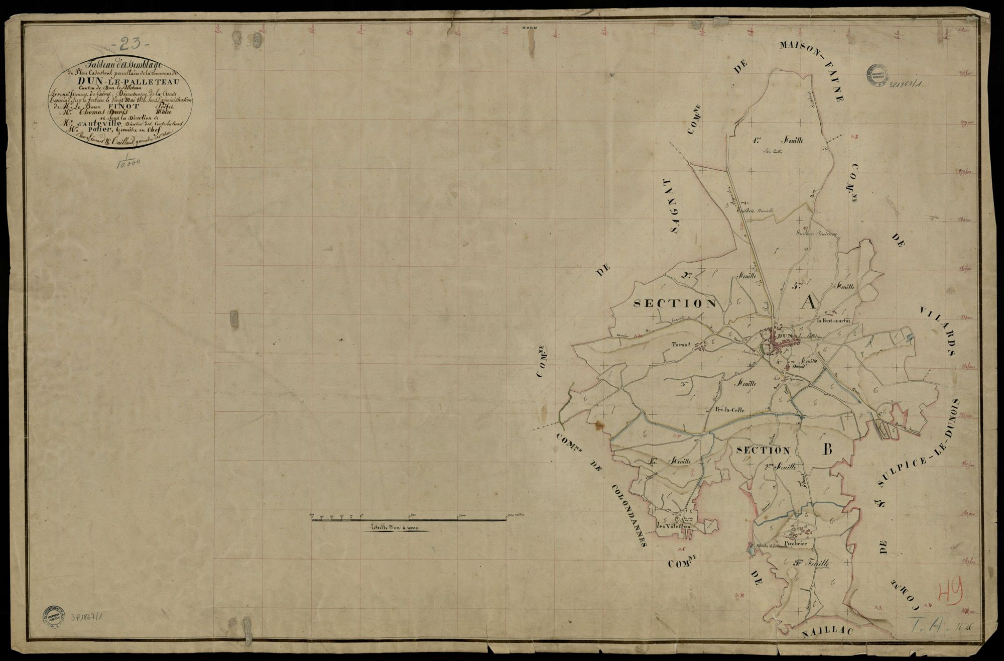 Dun-le-Palestel - Plan parcellaire communal