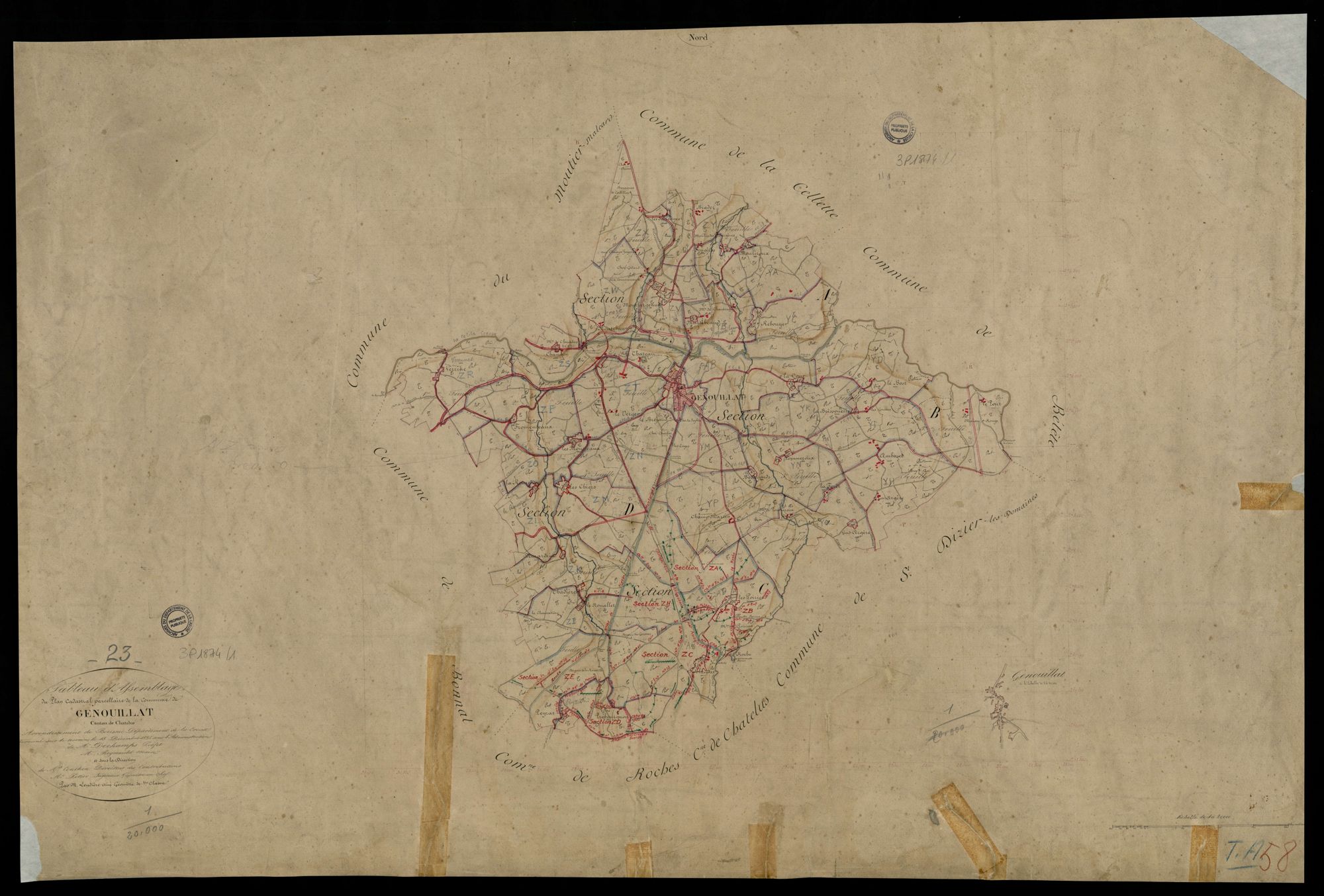 Genouillac - Plan parcellaire communal