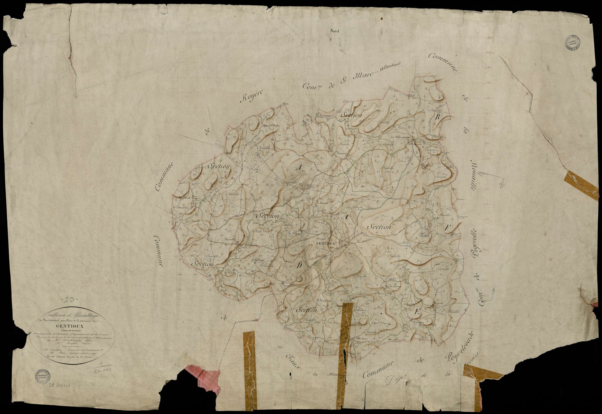 Gentioux - Plan parcellaire communal