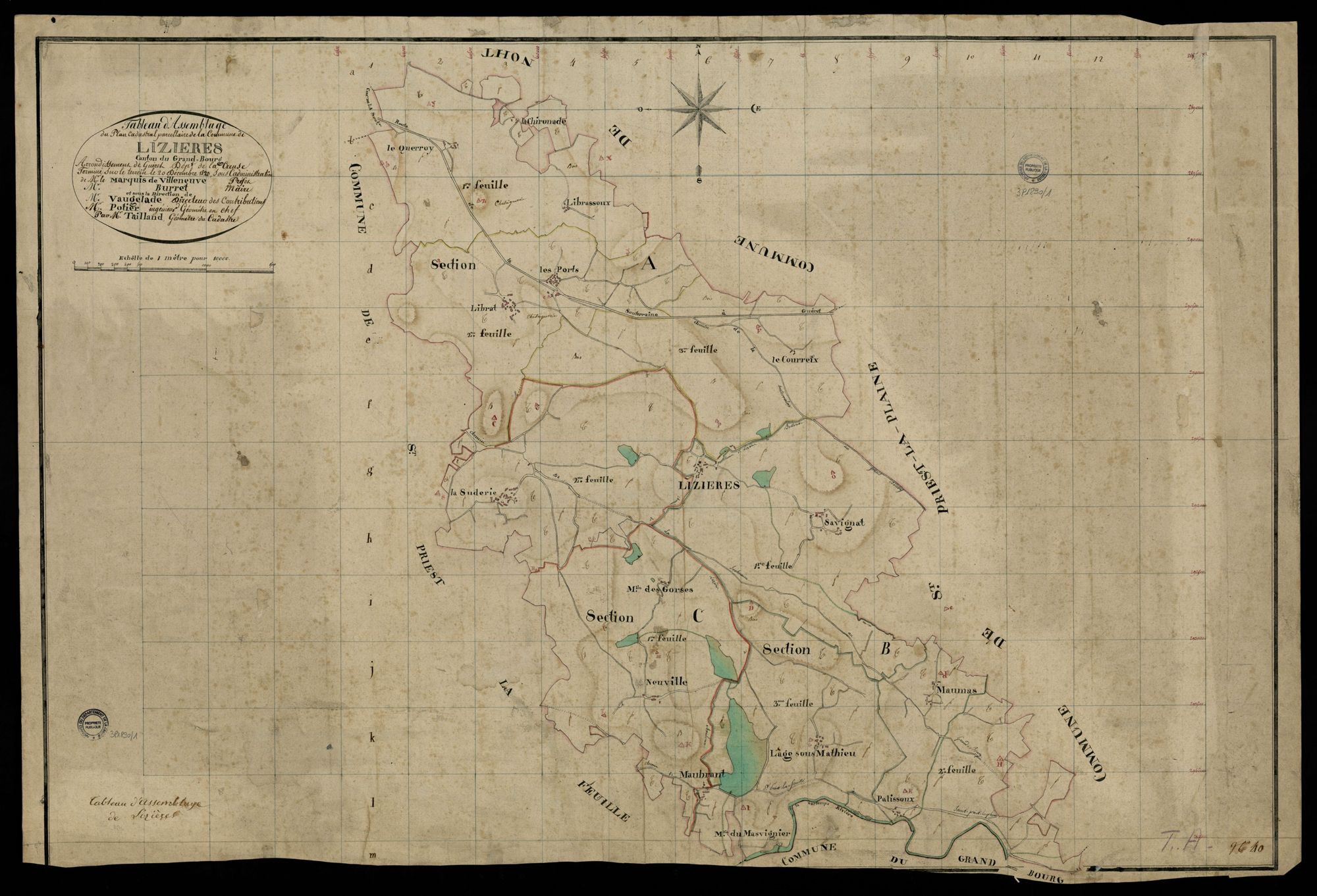Lizières - Plan parcellaire communal